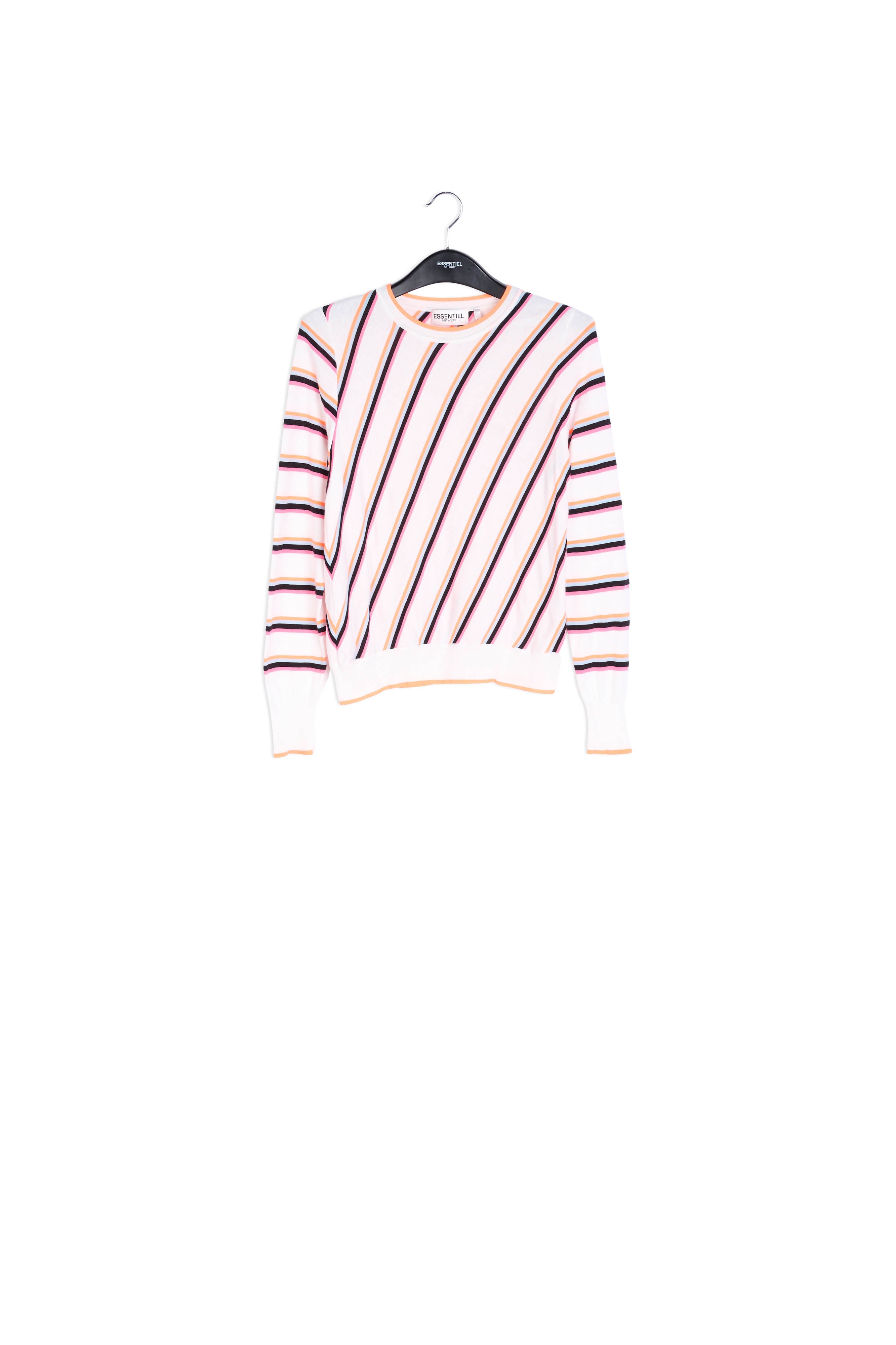 Off-white sweater with neon stripes RE—SSENTIEL | Essentiel second hand