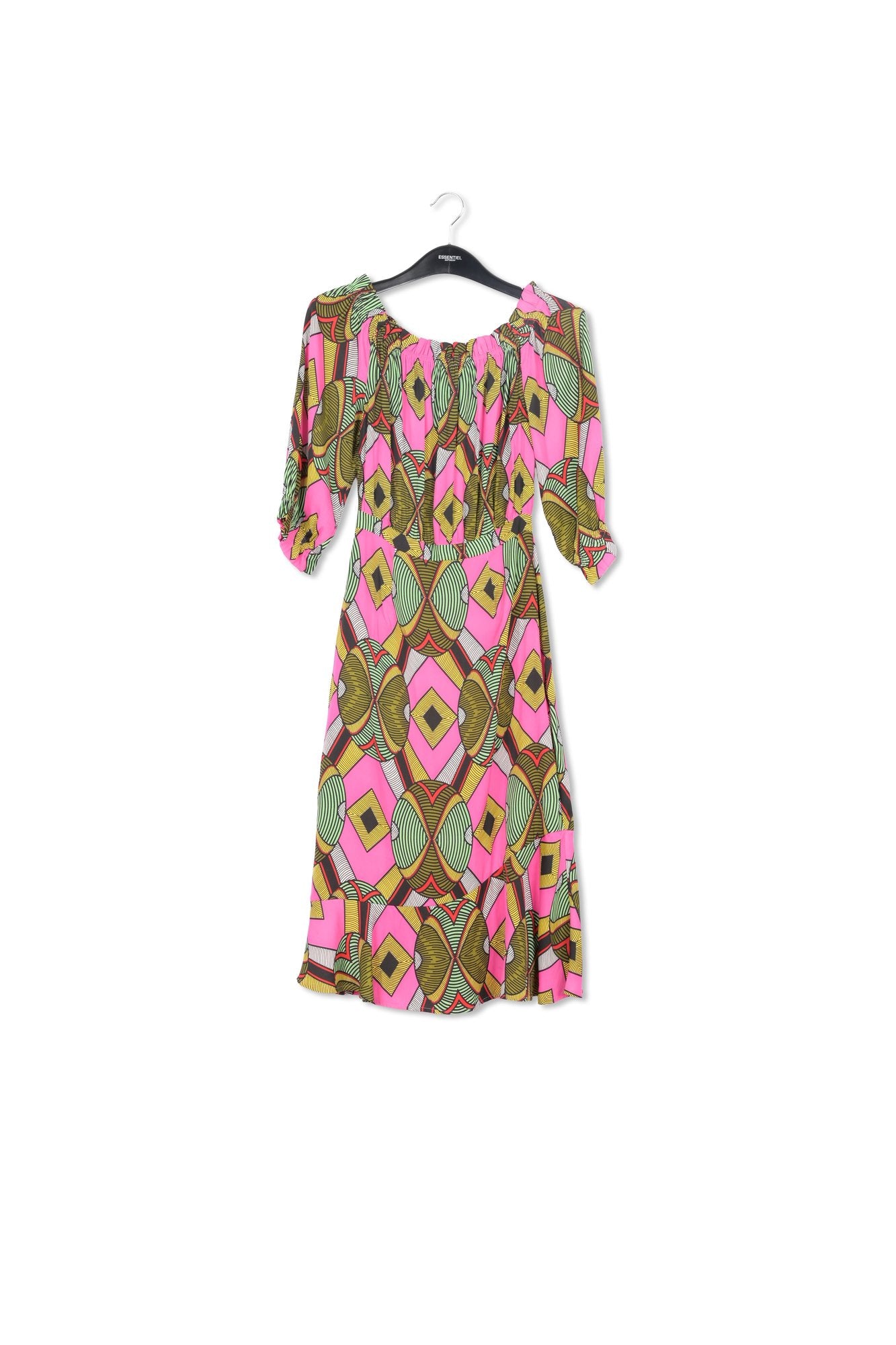 Multicolored graphic-print off-the-shoulder dress RE—SSENTIEL | Essentiel second hand