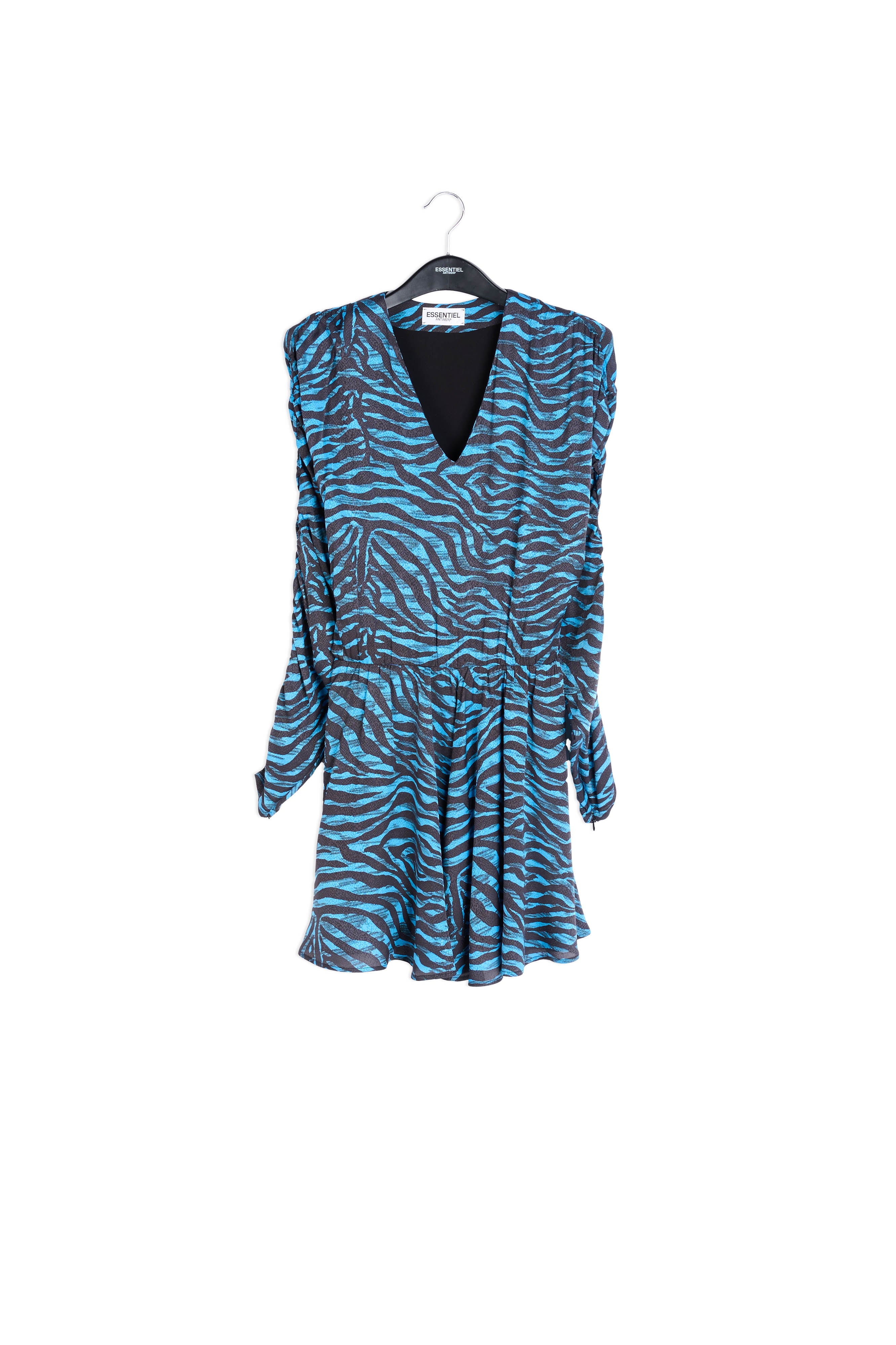 Turquoise and black zebra print mini dress RE—SSENTIEL | Essentiel second hand