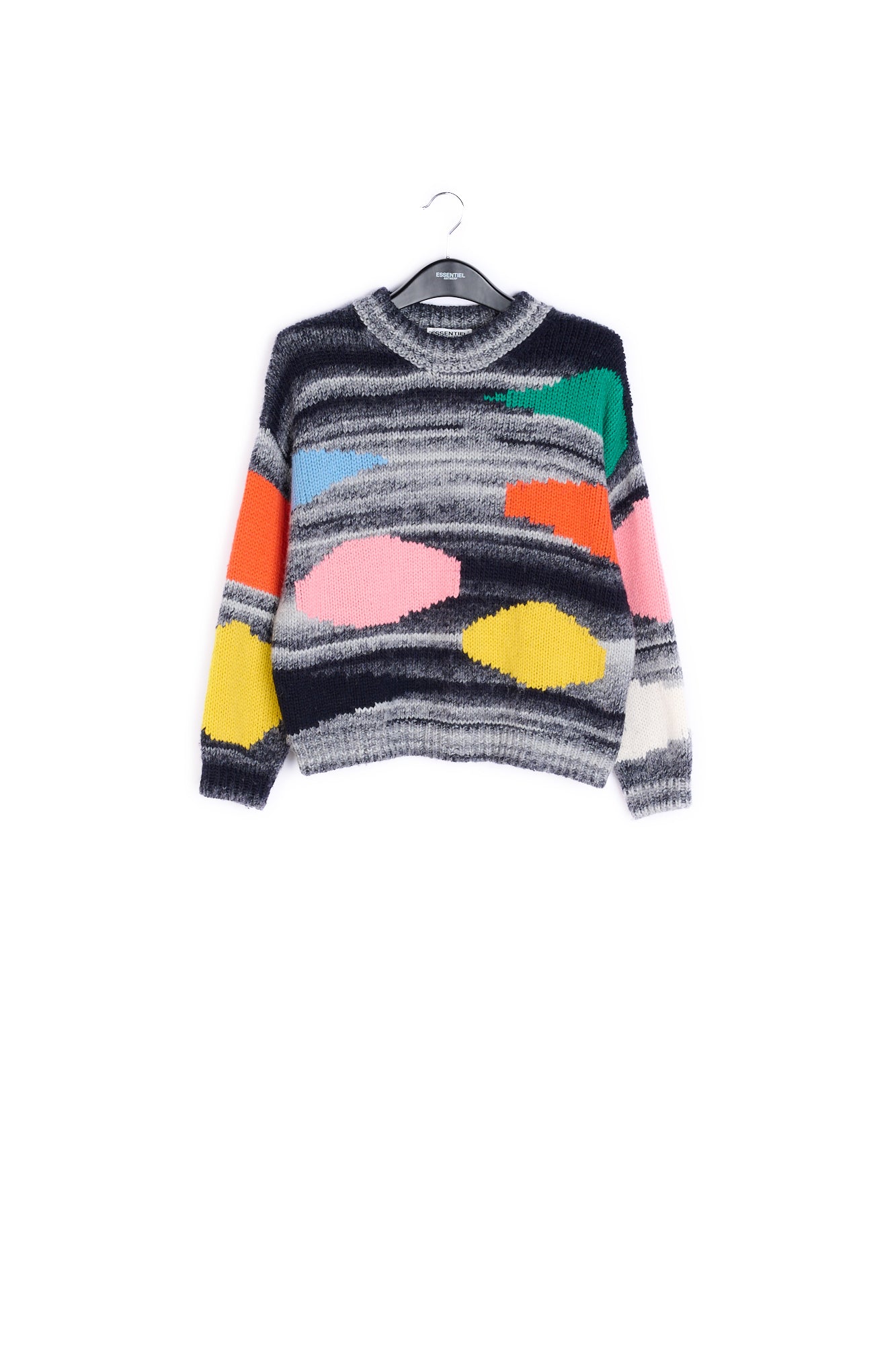 Grey mélange knitted sweater with oversized polka dots RE—SSENTIEL | Essentiel second hand