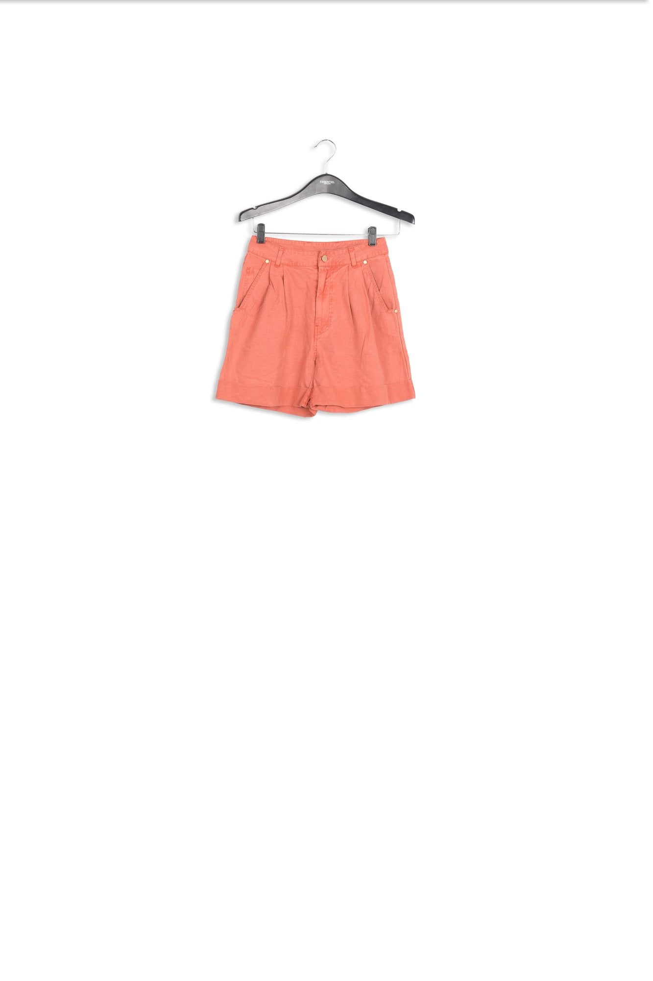 Dark orange high-rise loose-fit denim shorts RE—SSENTIEL | Essentiel second hand