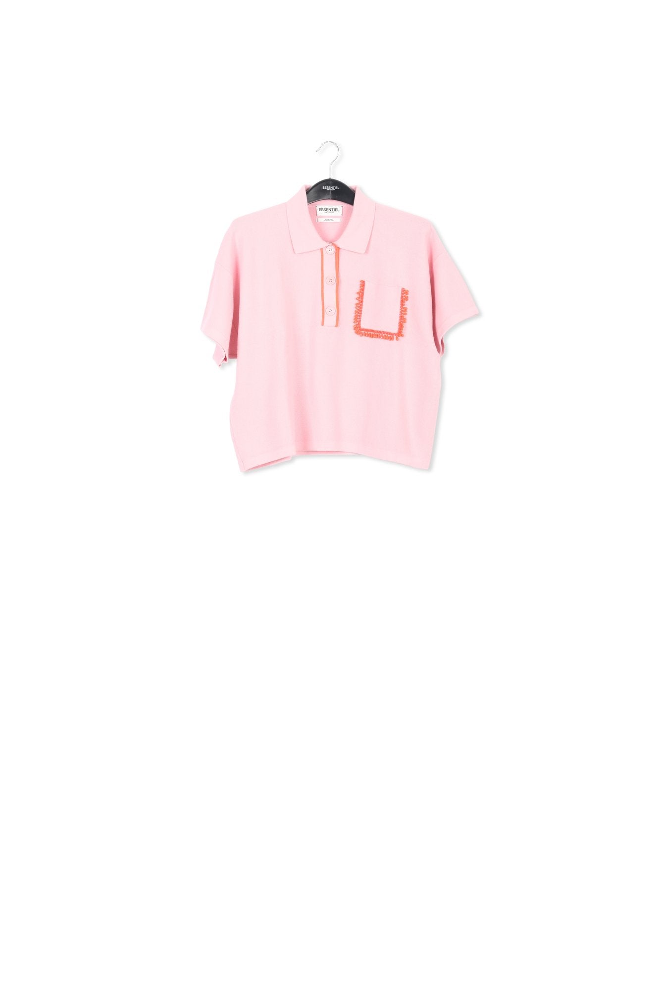Light pink polo top with beaded embroidery RE—SSENTIEL | Essentiel second hand