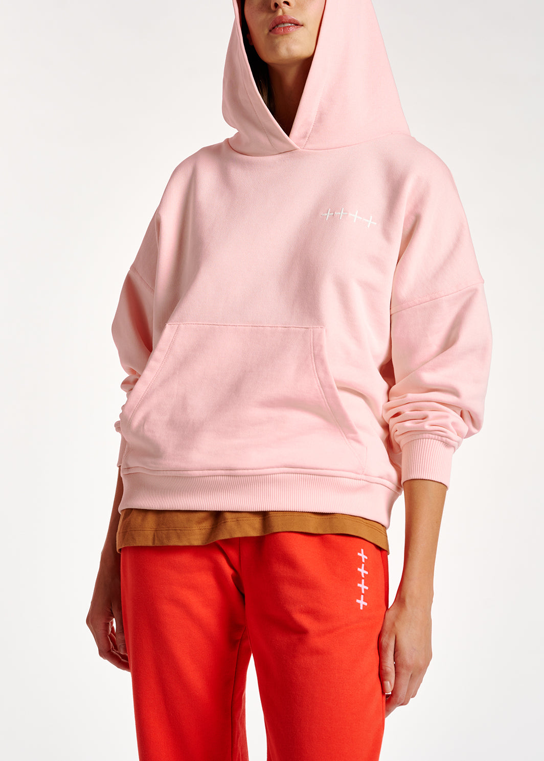 Light pink organic cotton-jersey hoodie RE—SSENTIEL | Essentiel second hand