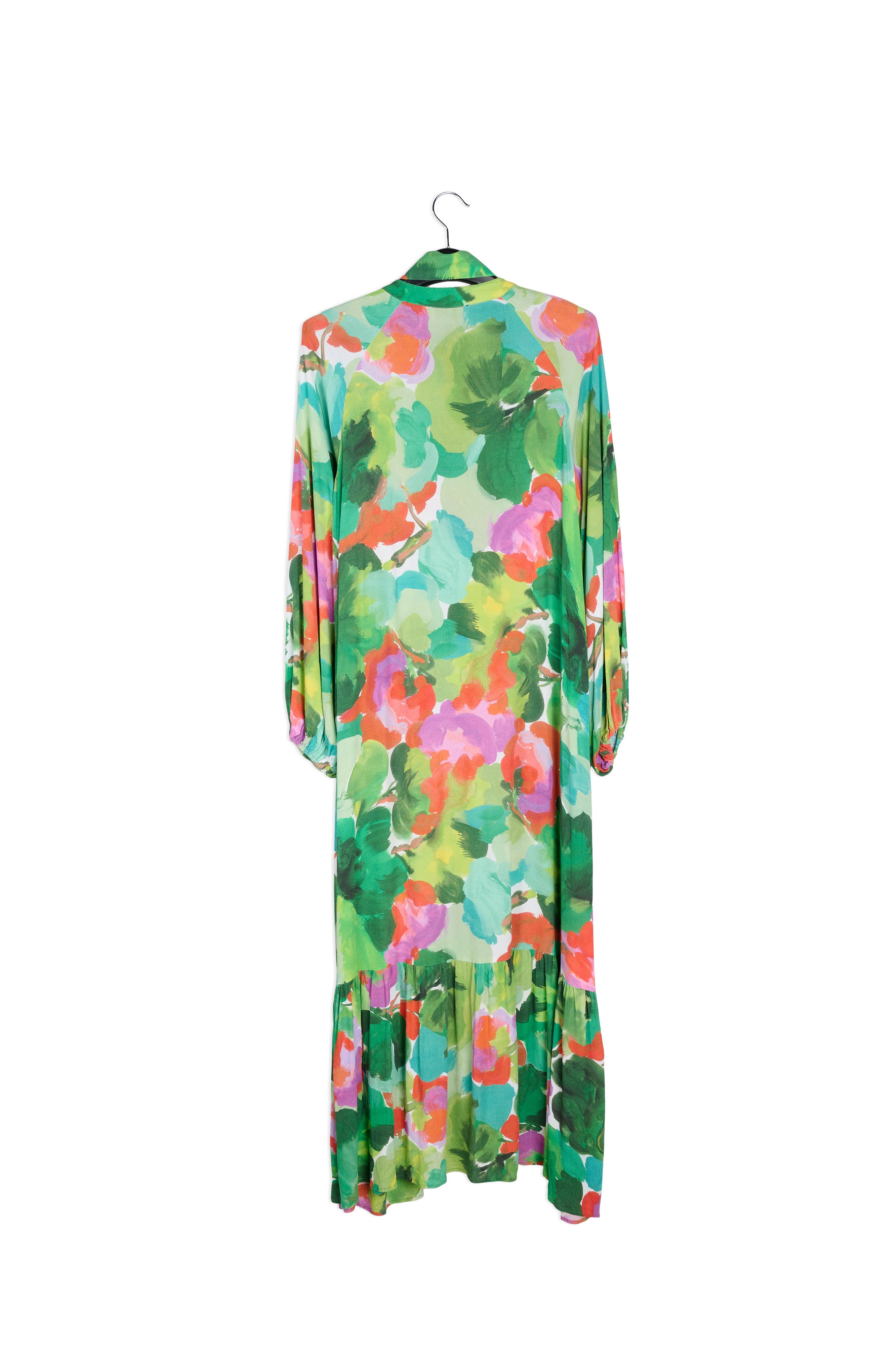 Green watercolor print maxi-length shirt dress RE—SSENTIEL | Essentiel second hand