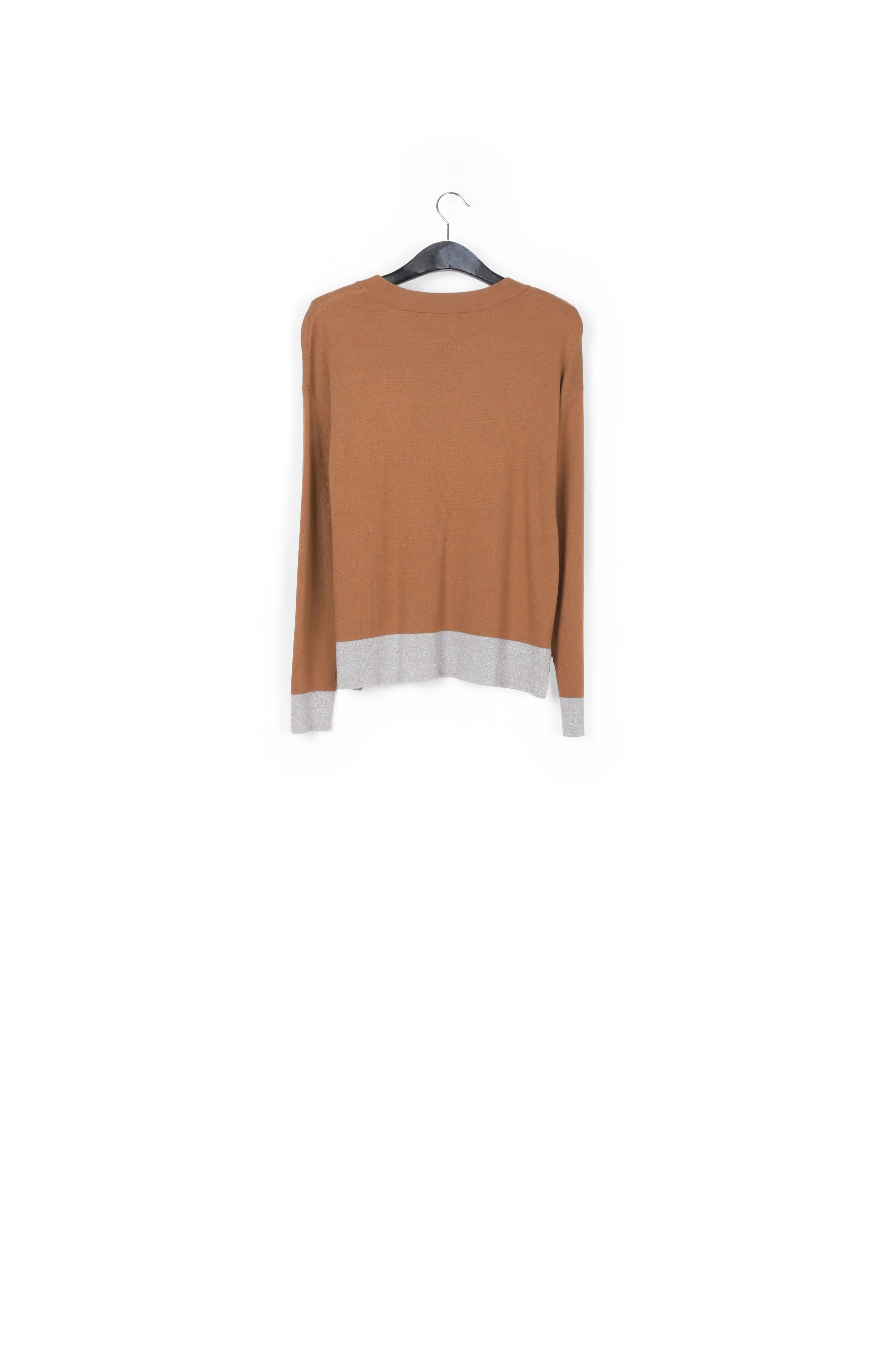 Pull carré camel et doré à encolure v RE—SSENTIEL | Essentiel second hand