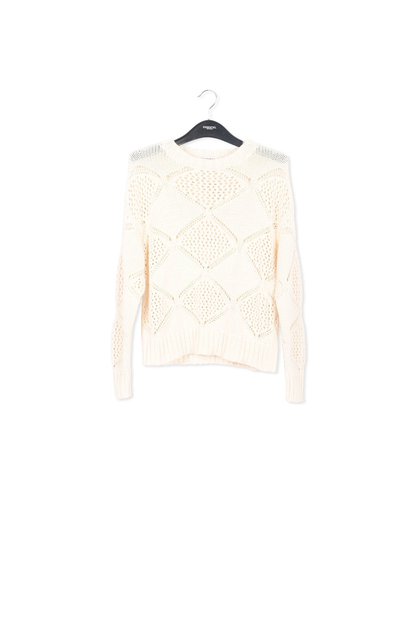 Pull blanc cassé en tricot pointelle RE—SSENTIEL | Essentiel second hand