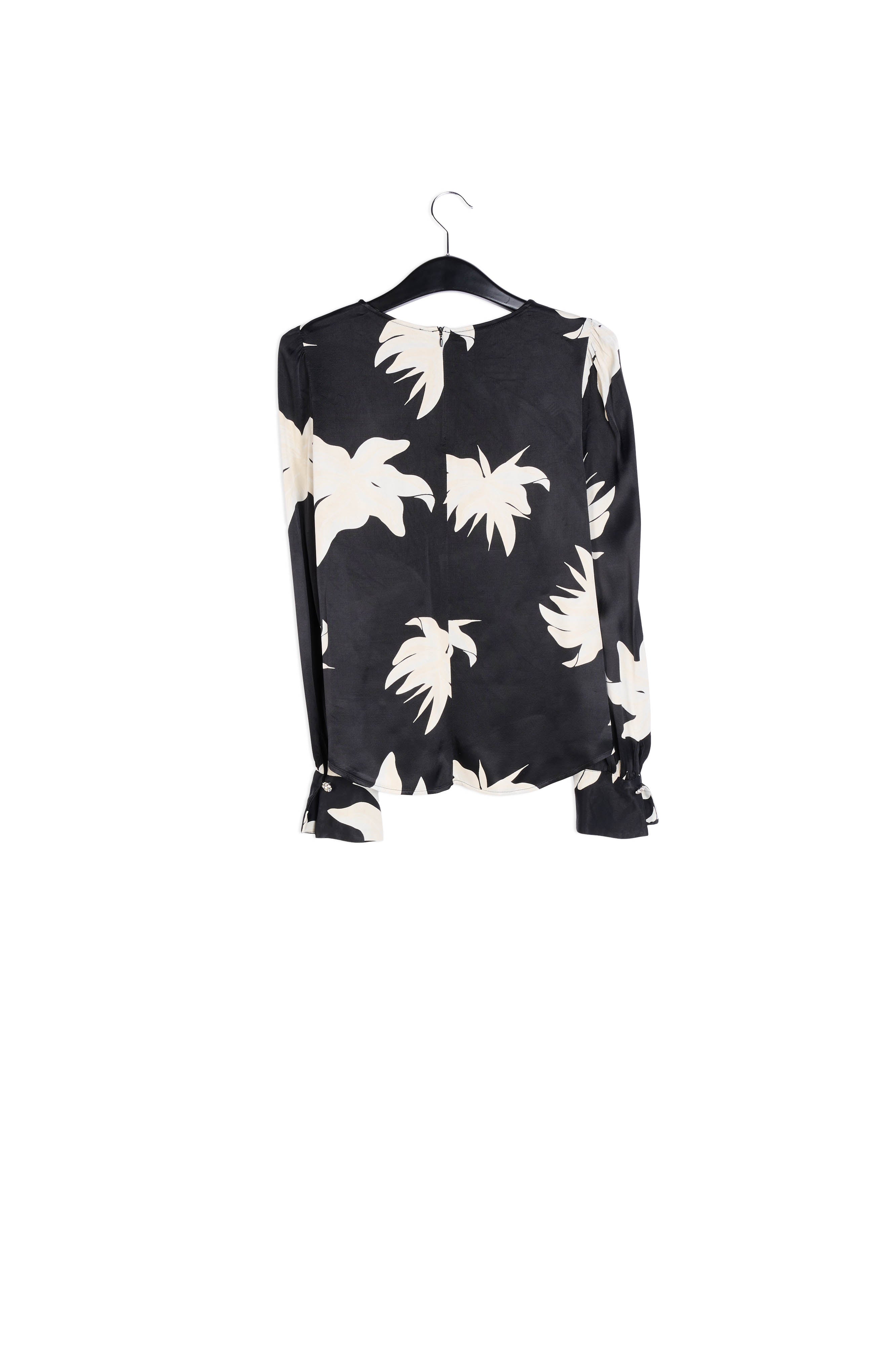 Black and off-white floral top RE—SSENTIEL | Essentiel second hand