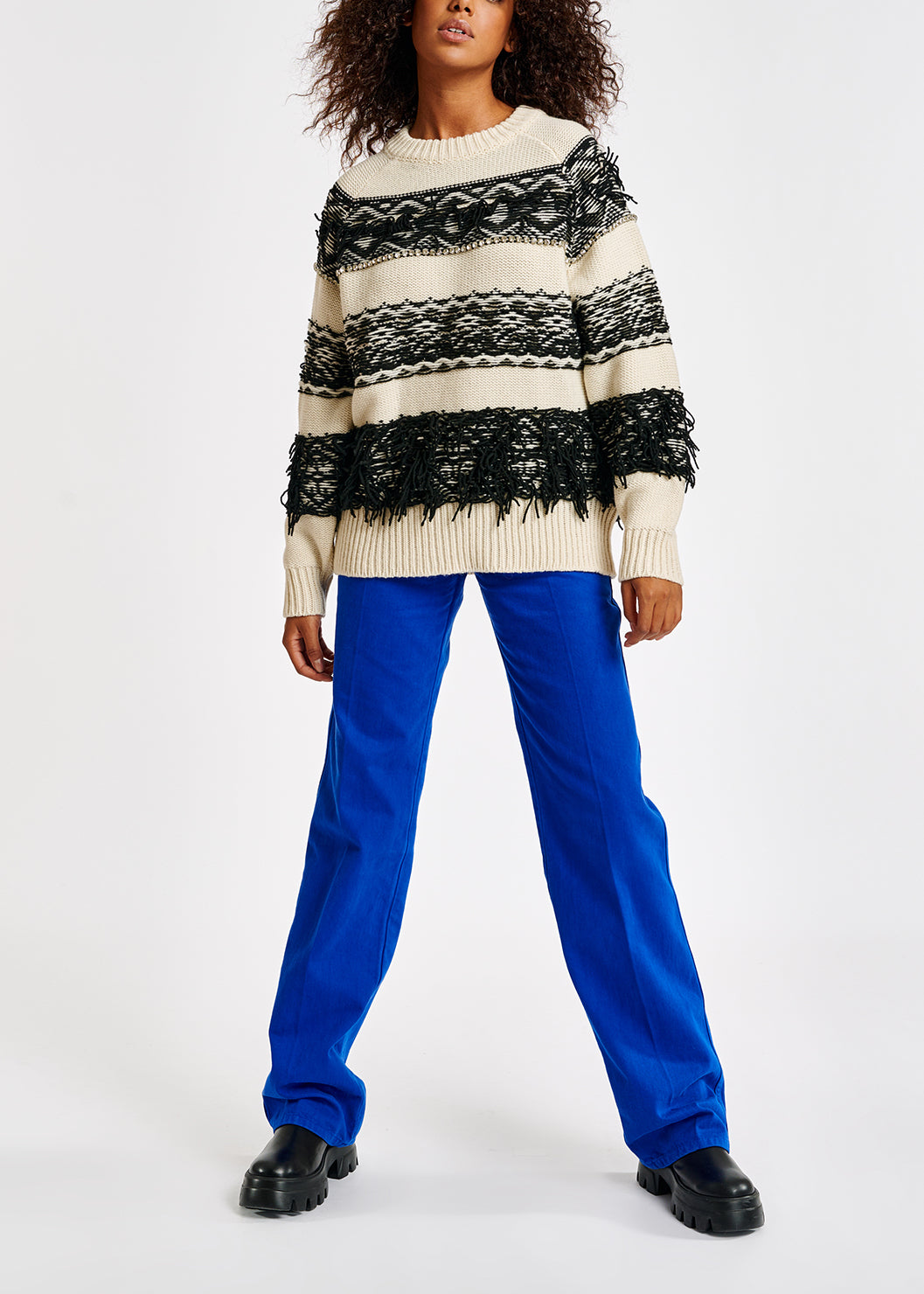 Grey, black and white inside-out sweater RE—SSENTIEL | Essentiel second hand