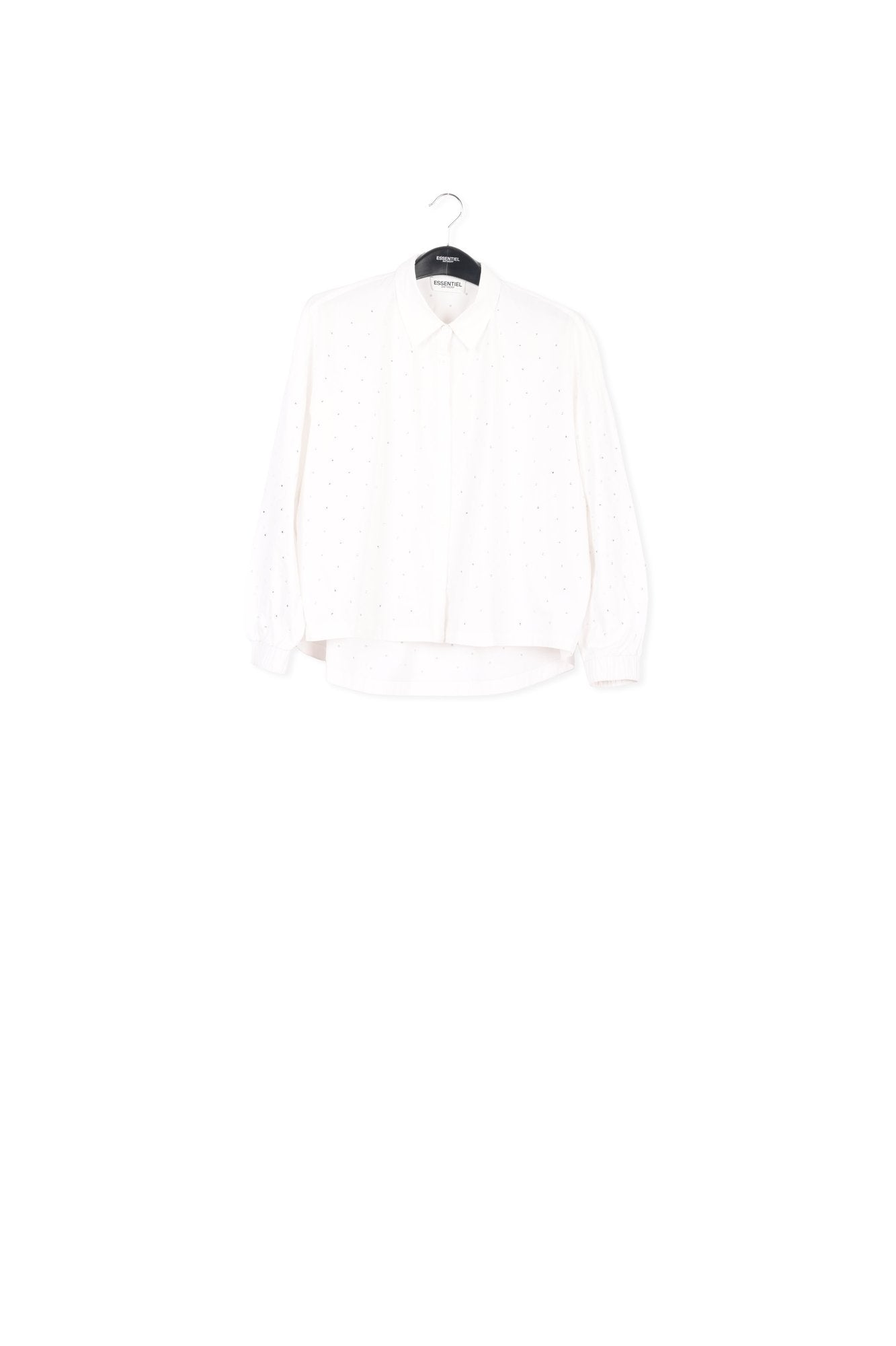 White oversized cotton-poplin shirt with rhinestones RE—SSENTIEL | Essentiel second hand