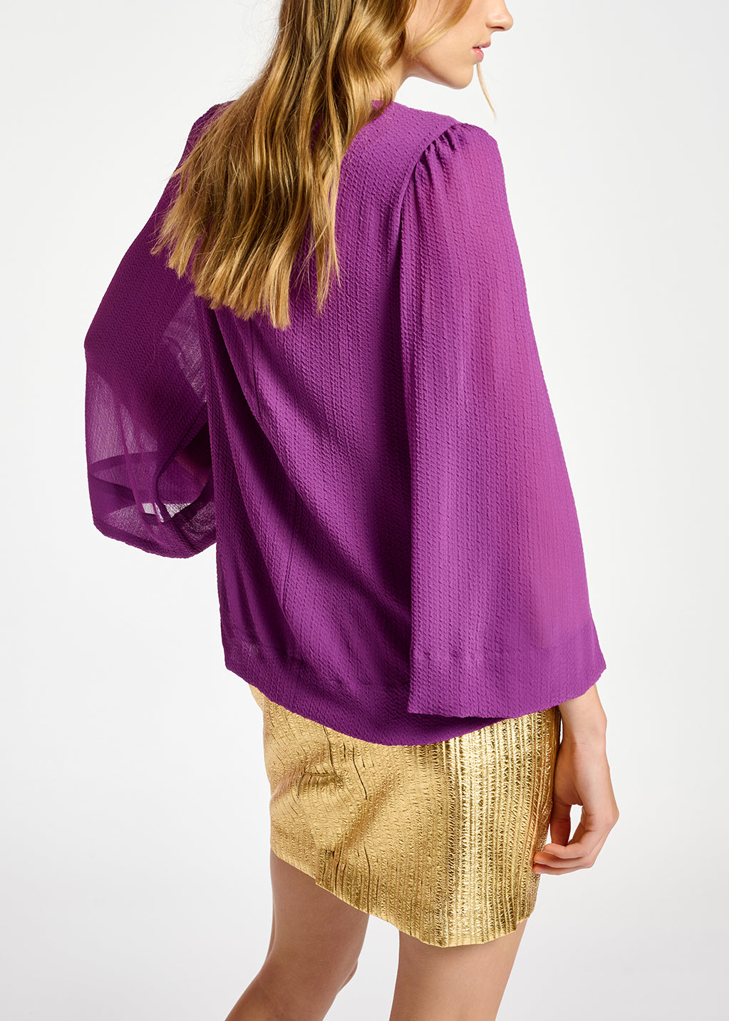 Top pourpre aux épaules bouffantes RE—SSENTIEL | Essentiel second hand