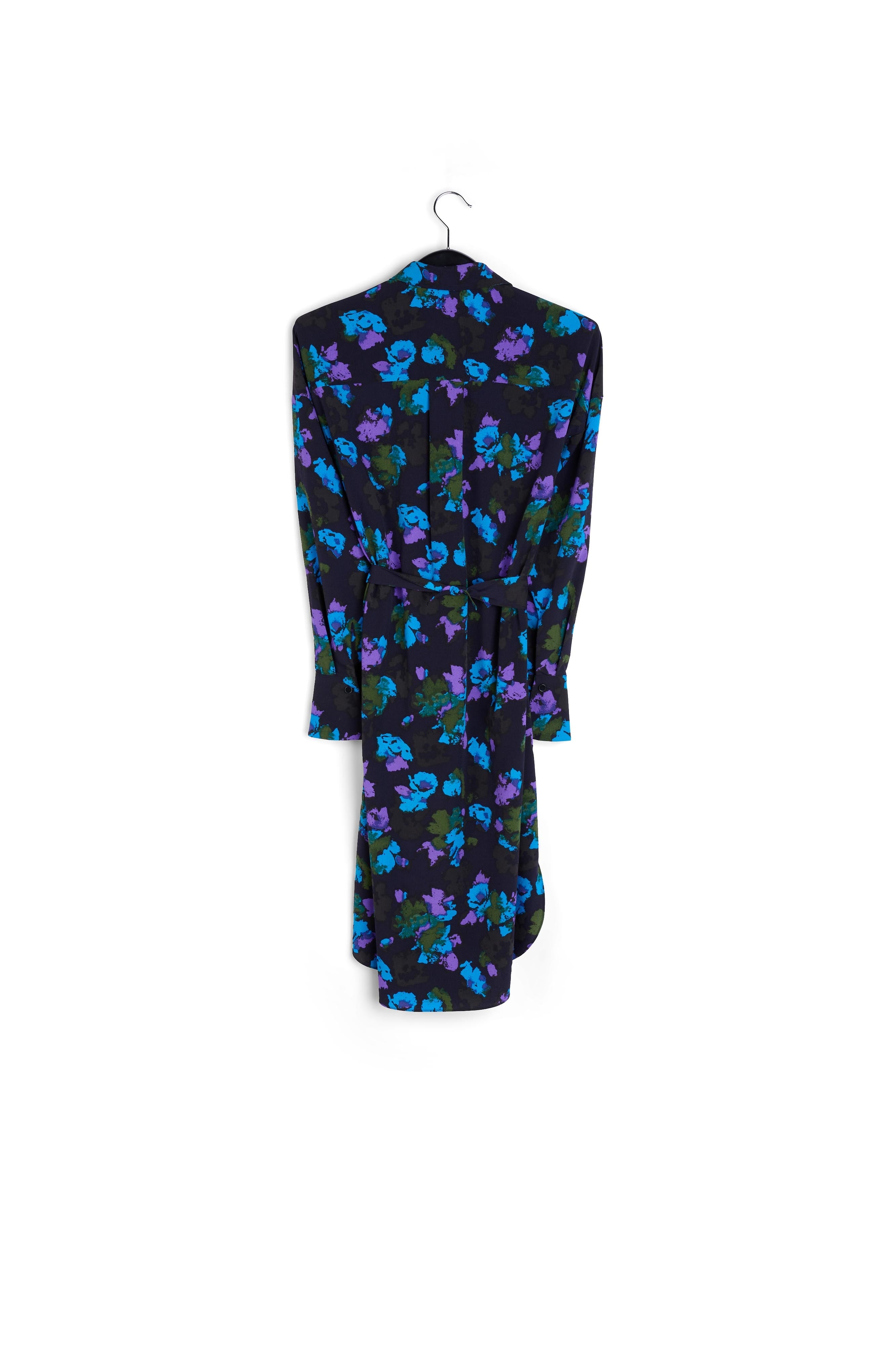 Midi-hemdjurk met zwart en rode bloemenprint RE—SSENTIEL | Essentiel second hand