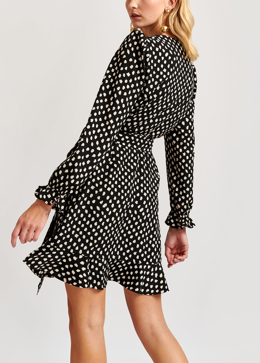 Mini robe cache-cœur noire à pois RE—SSENTIEL | Essentiel second hand