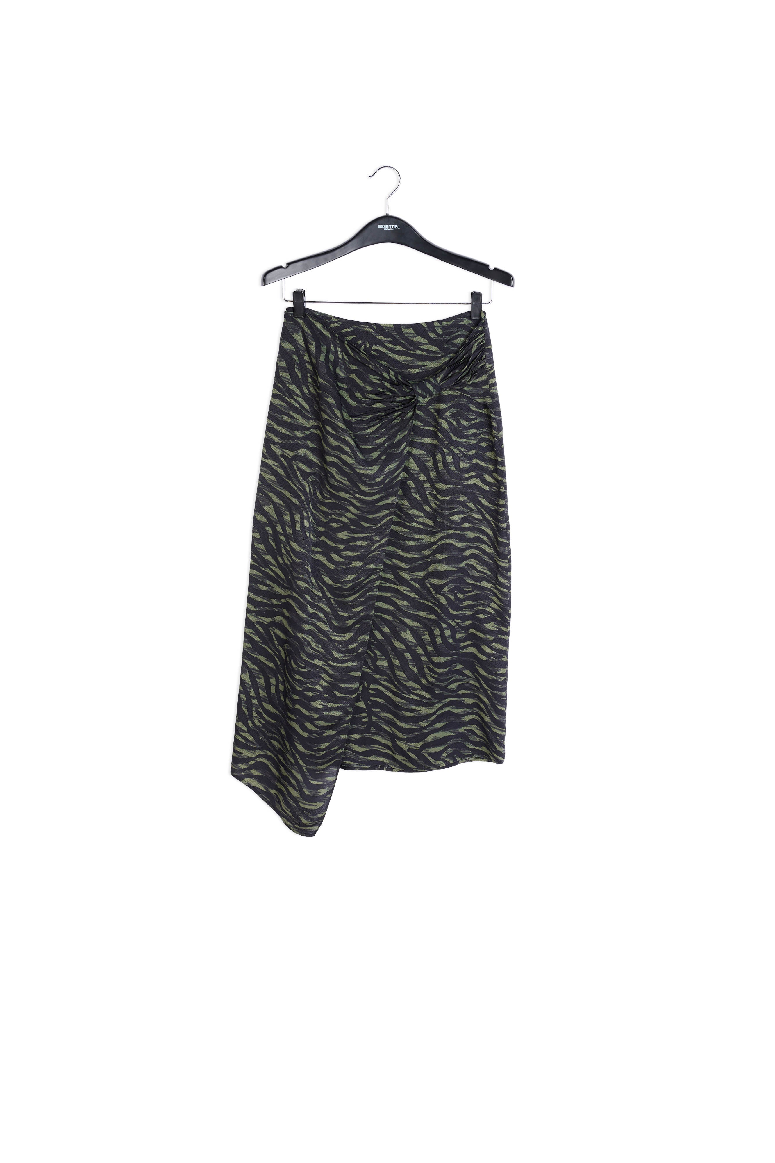 Khaki and black wrap effect long pencil skirt RE—SSENTIEL | Essentiel second hand