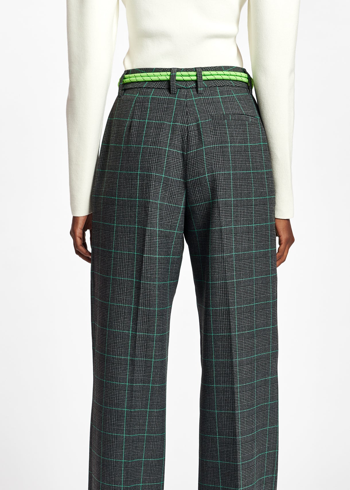 Pantalon classique à carreaux gris et verts RE—SSENTIEL | Essentiel second hand