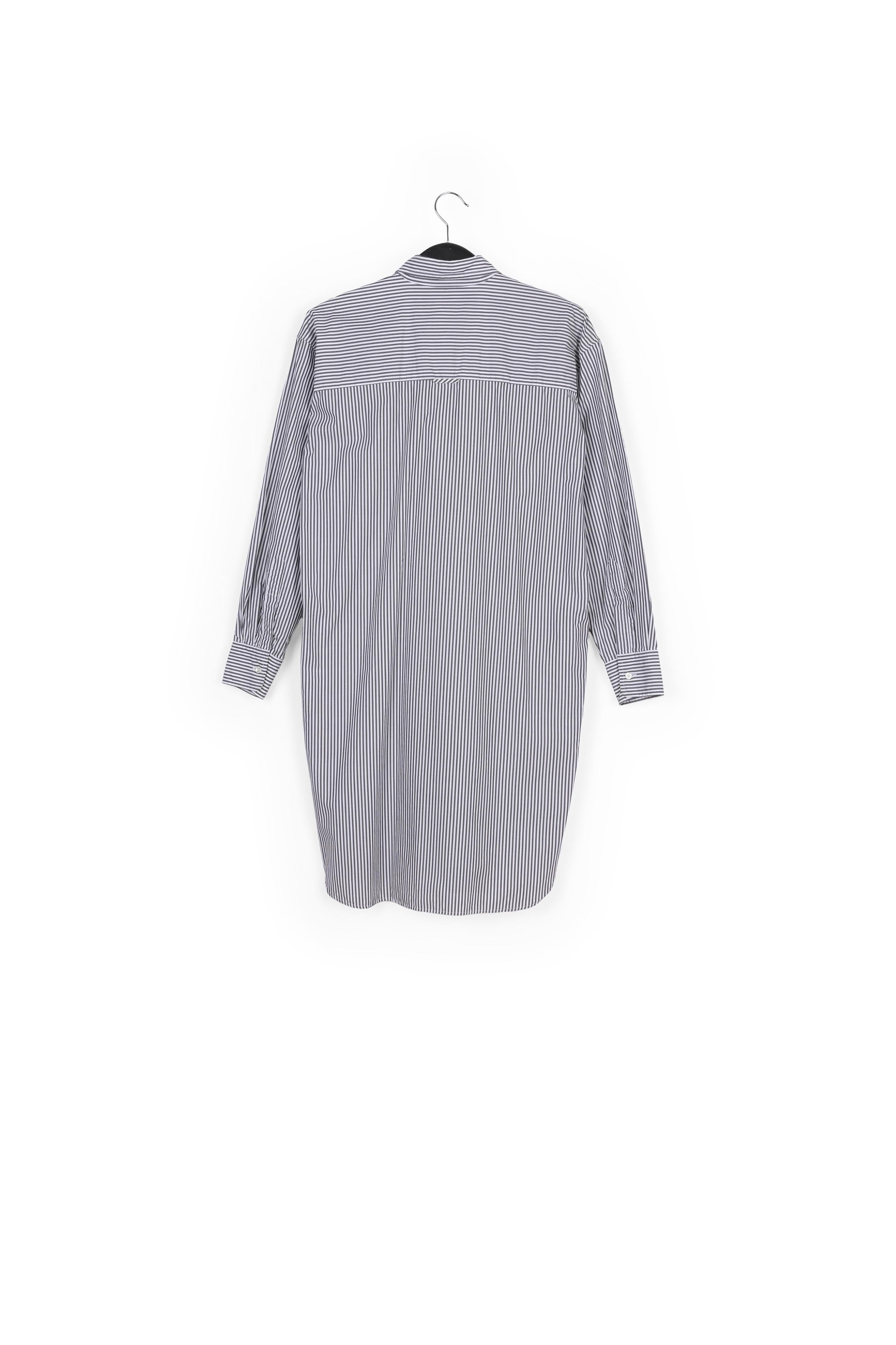 Grey and off-white striped cotton shirt dress RE—SSENTIEL | Essentiel second hand