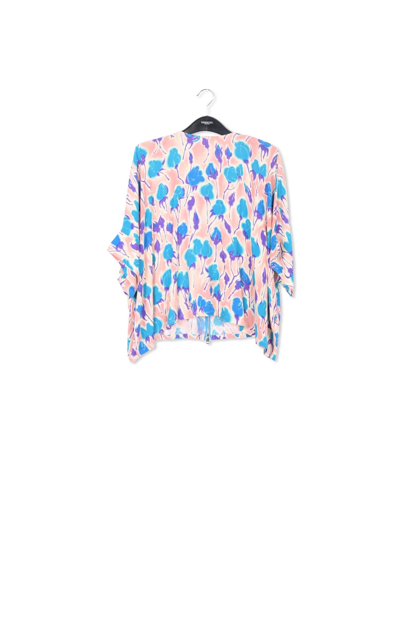 Oversized top met lichtroze, blauwe en paarse bloemenprint RE—SSENTIEL | Essentiel second hand