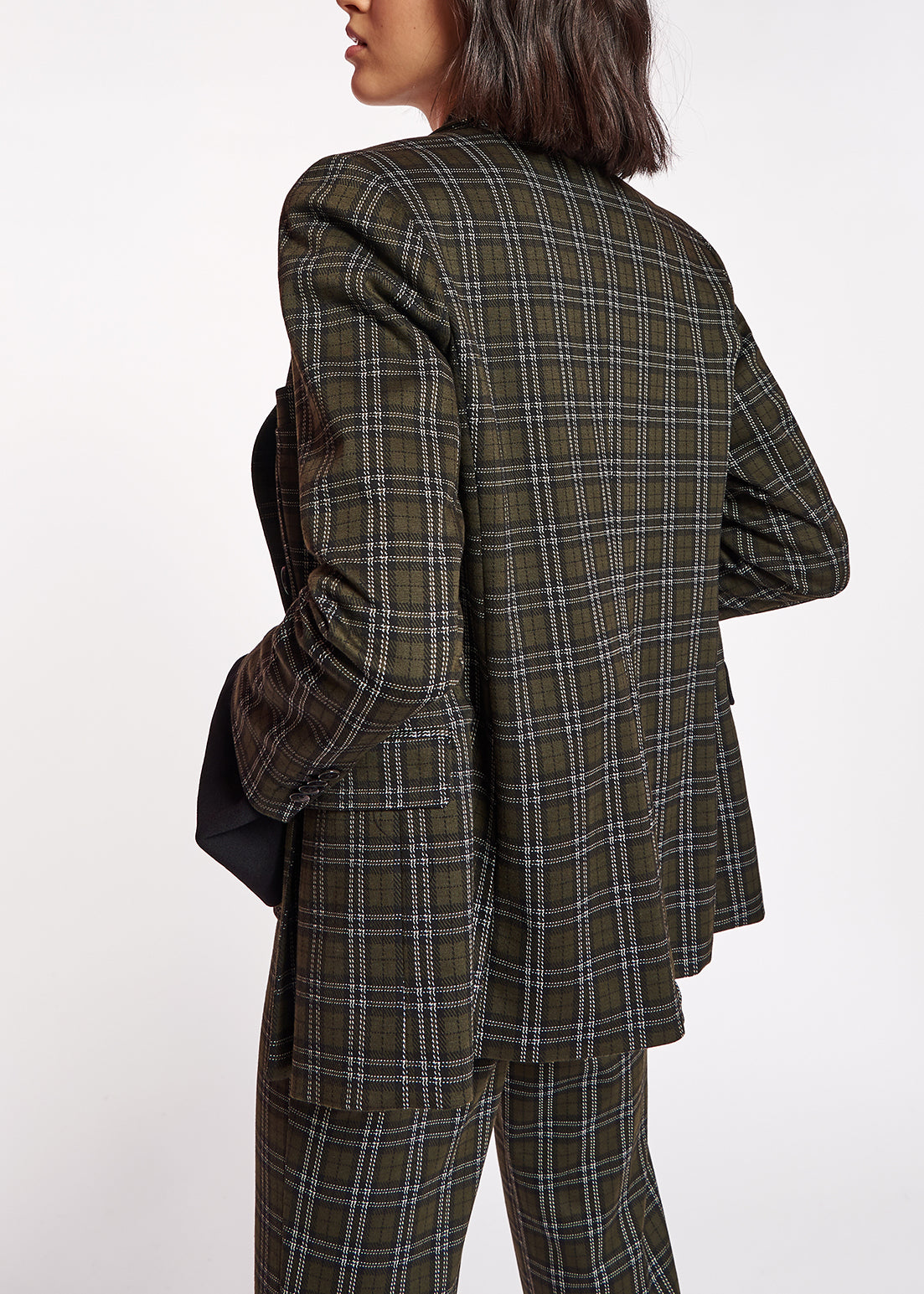 Blazer croisé à  carreaux kaki RE—SSENTIEL | Essentiel second hand