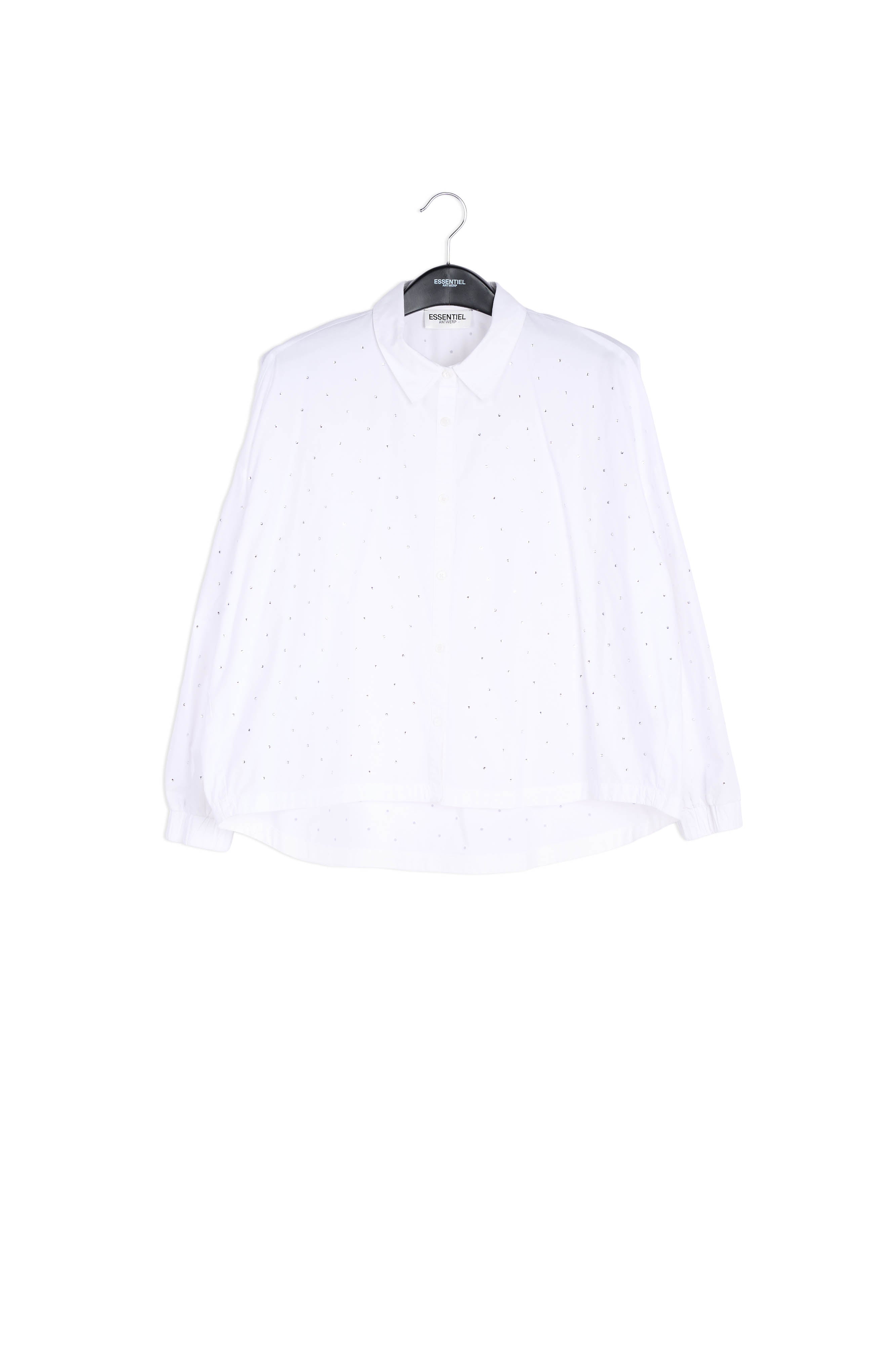 White oversized cotton-poplin shirt with rhinestones RE—SSENTIEL | Essentiel second hand