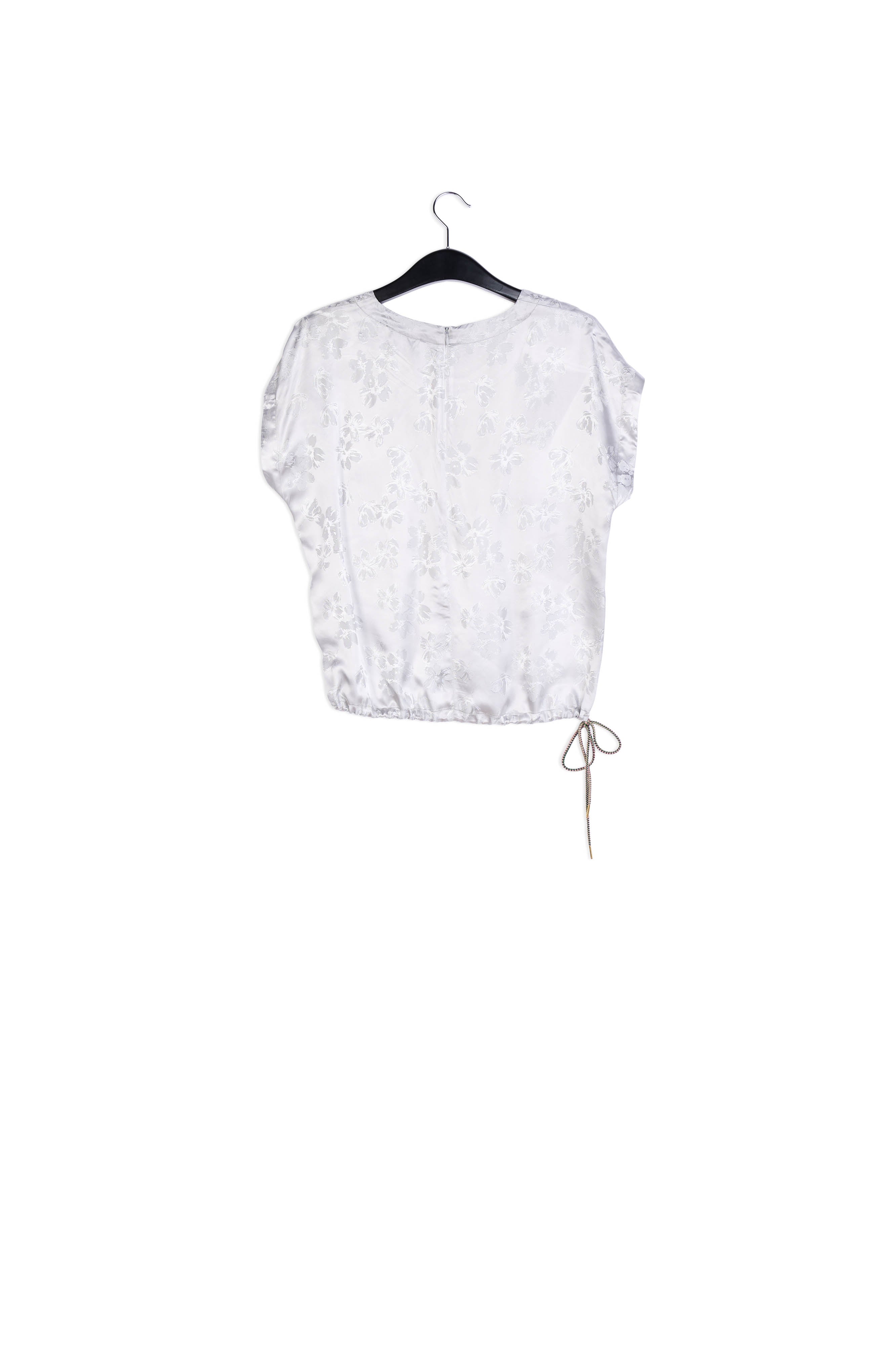 Grey floral-print jacquard top RE—SSENTIEL | Essentiel second hand