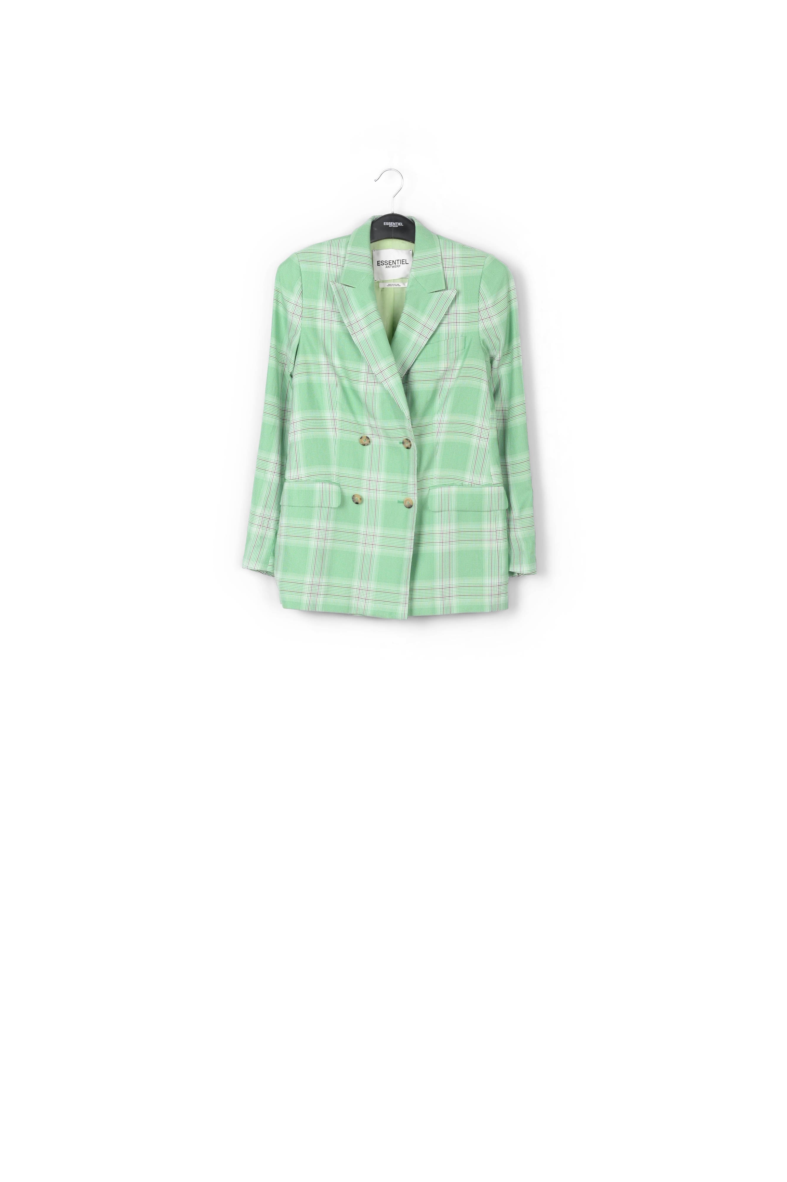 Veste croisée en tartan vert RE—SSENTIEL | Essentiel second hand