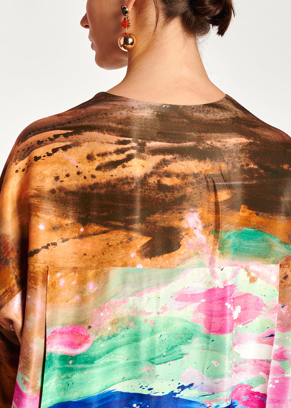 Multicolor paint brush print mini dress RE—SSENTIEL | Essentiel second hand