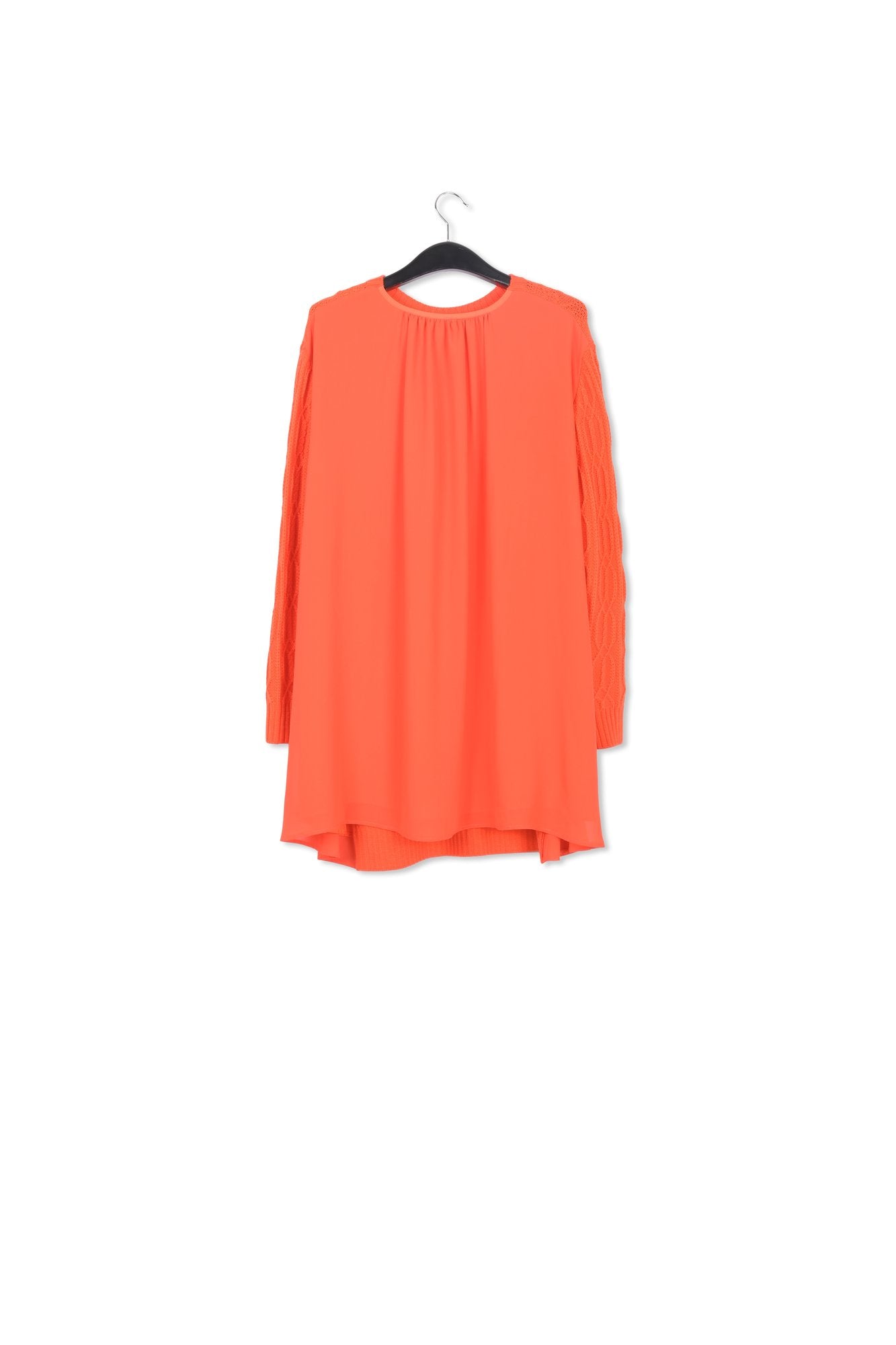 Orange cable-knitted dress with fabric back panel RE—SSENTIEL | Essentiel second hand