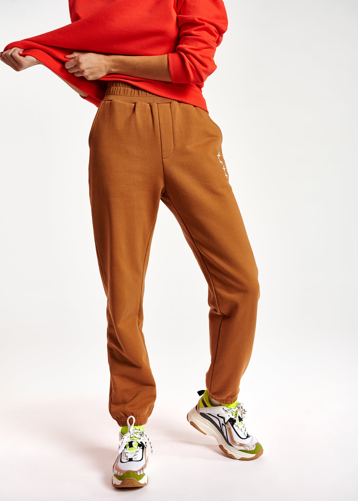 Brown organic cotton-jersey sweatpants RE—SSENTIEL | Essentiel second hand