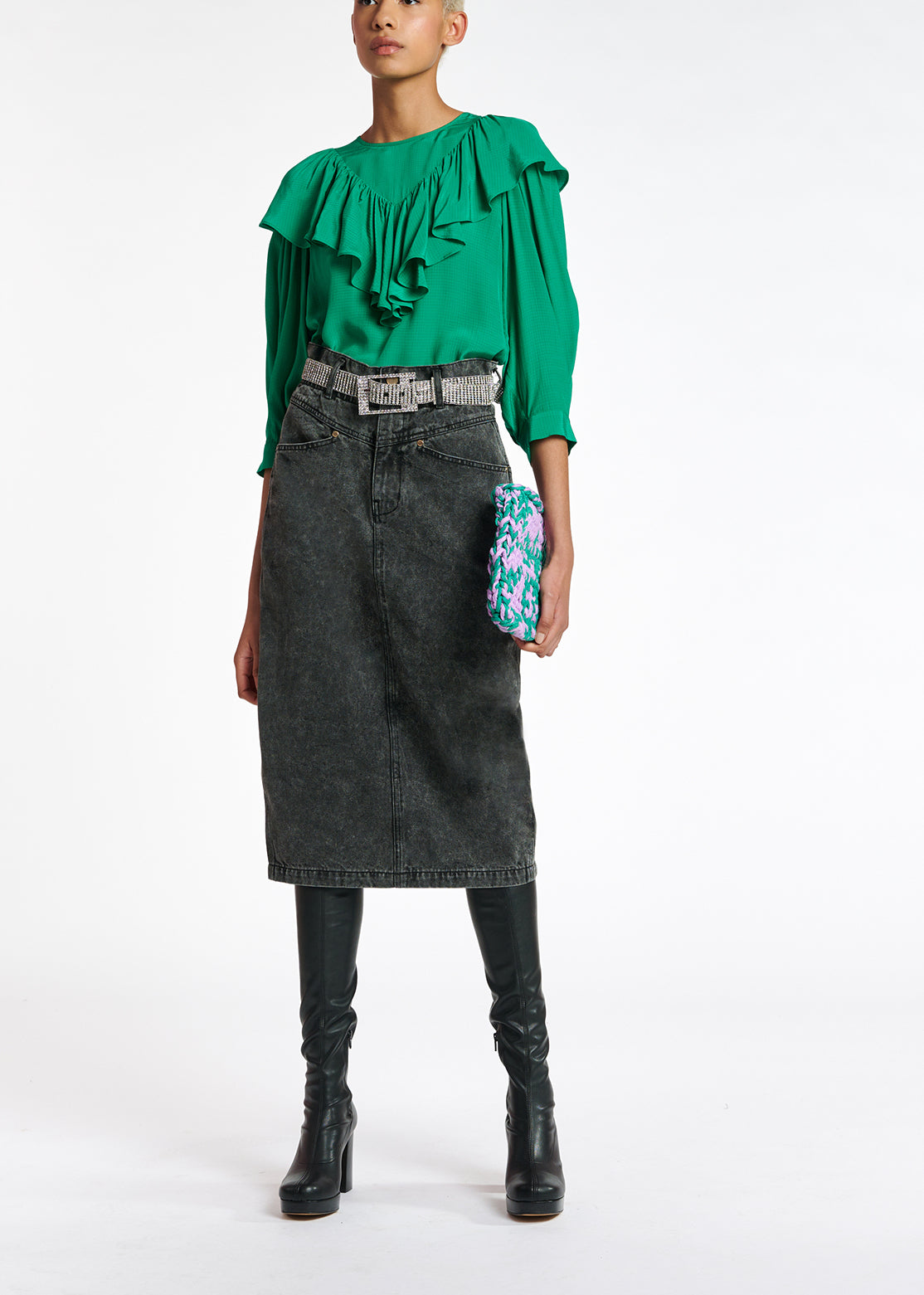 Top fluide vert avec volants RE—SSENTIEL | Essentiel second hand