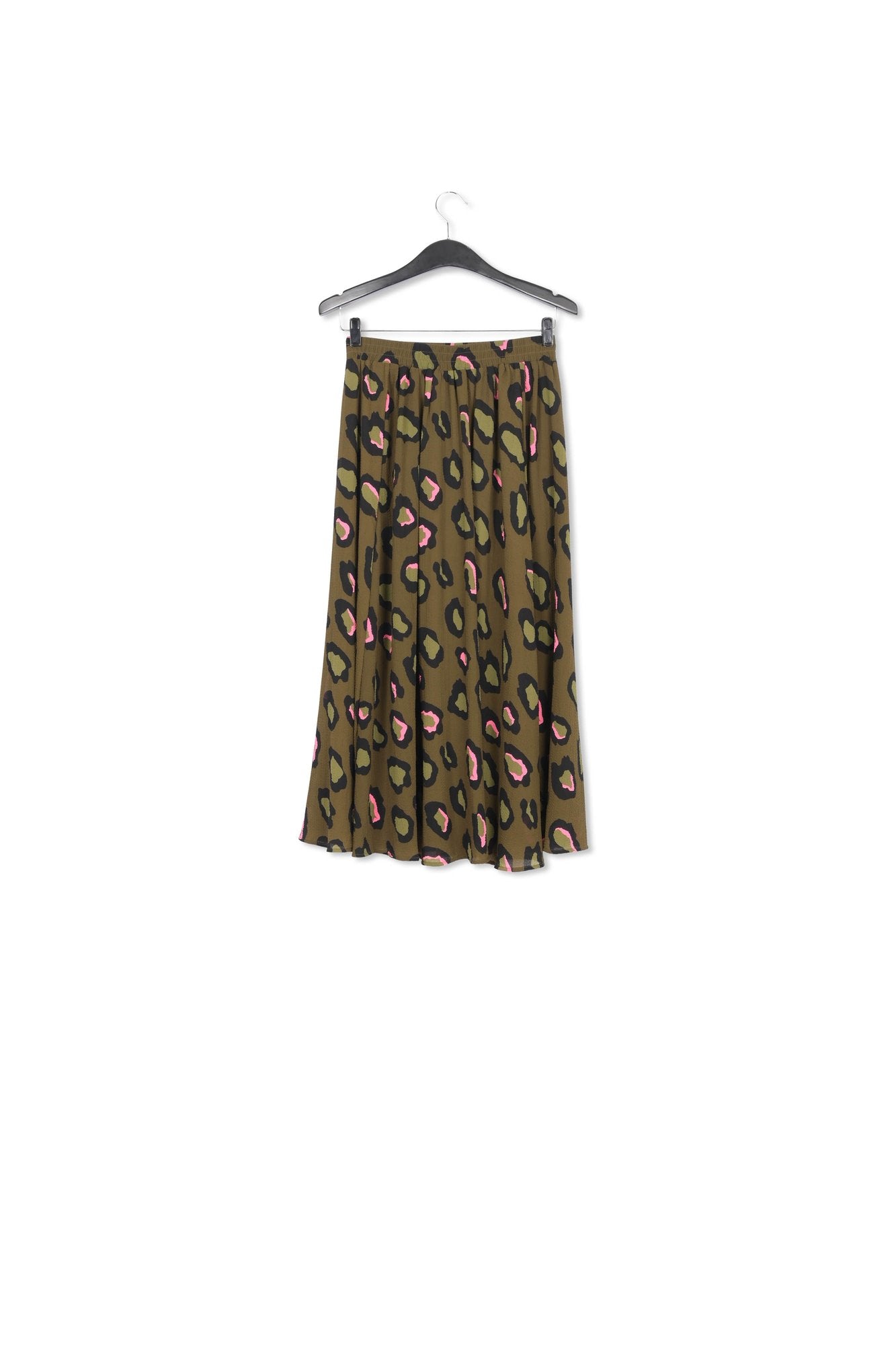 Khaki leopard-print midi skirt RE—SSENTIEL | Essentiel second hand
