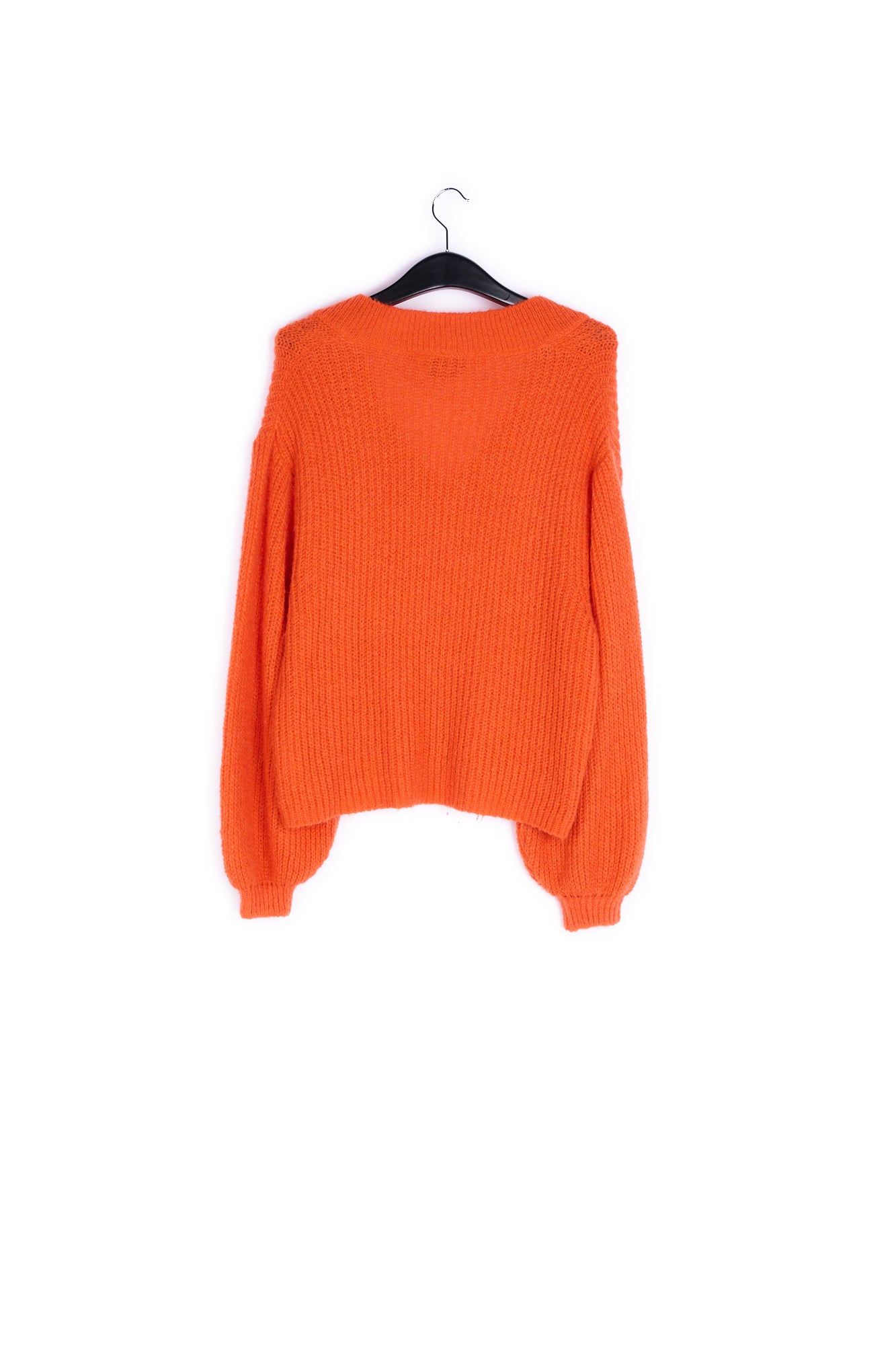 Orange ribbed-knit V-neck sweater RE—SSENTIEL | Essentiel second hand