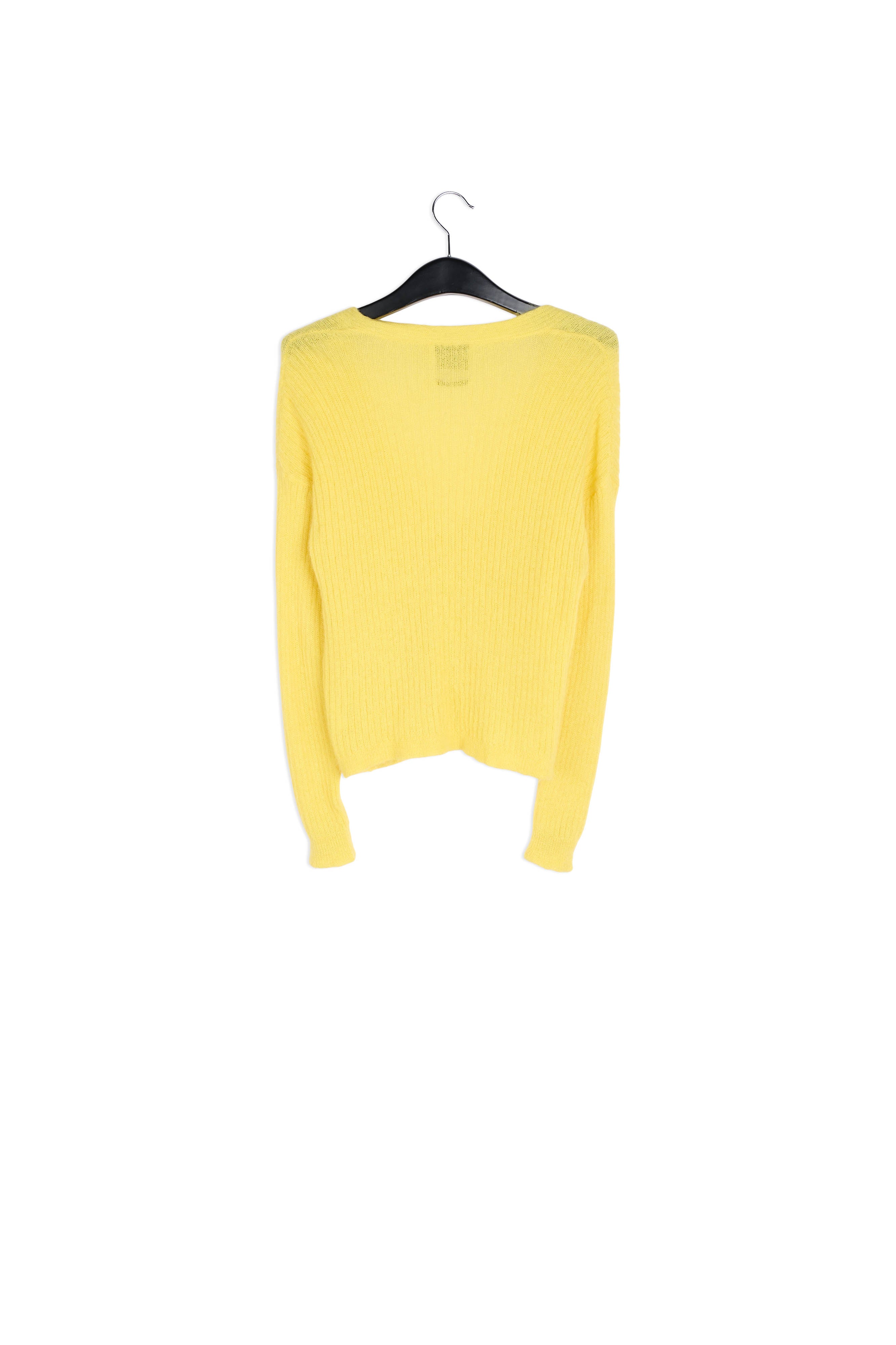 Yellow mohair-blend ribbed-knit cardigan RE—SSENTIEL | Essentiel second hand