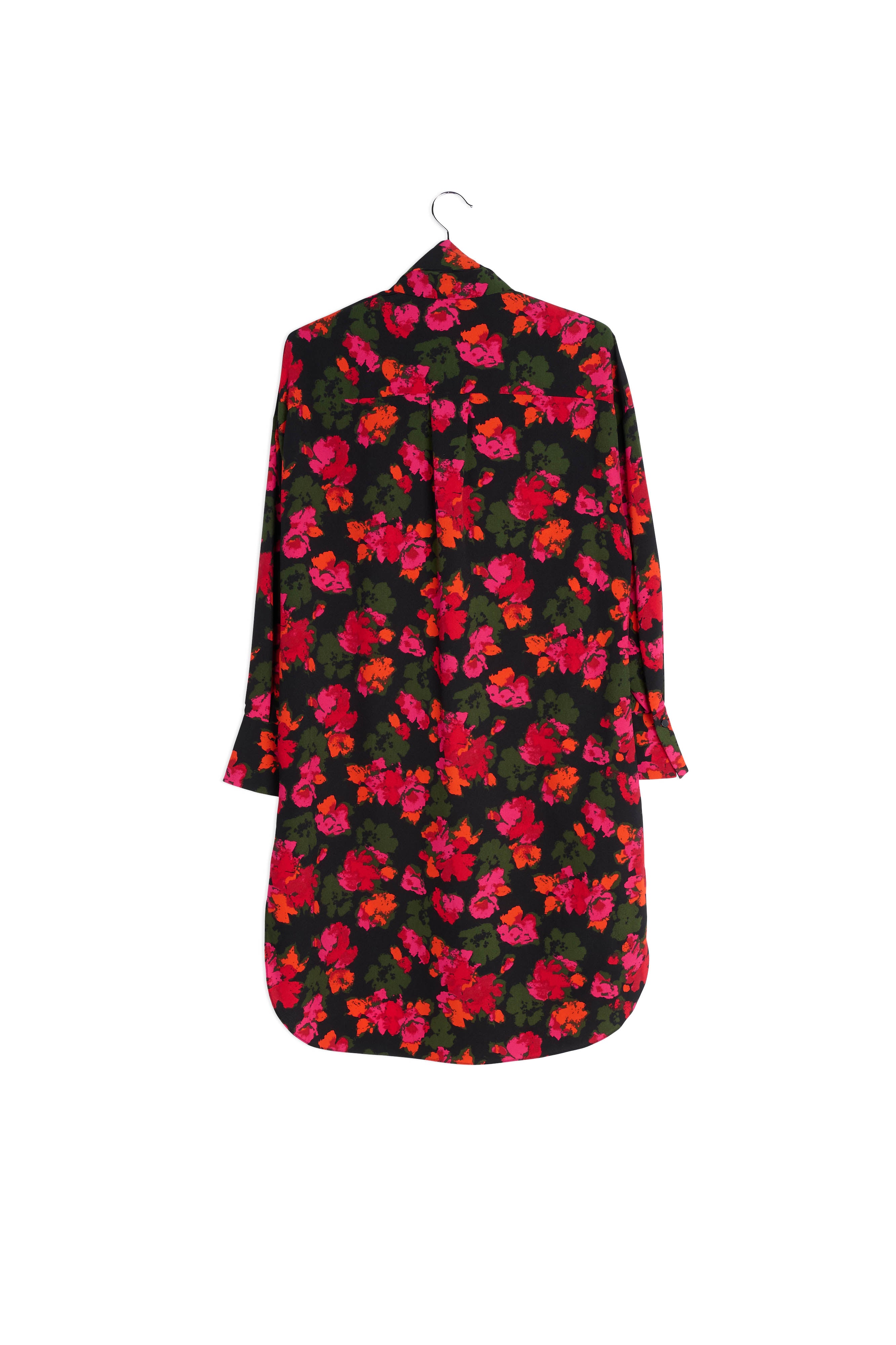 Black and red floral print midi shirt dress RE—SSENTIEL | Essentiel second hand