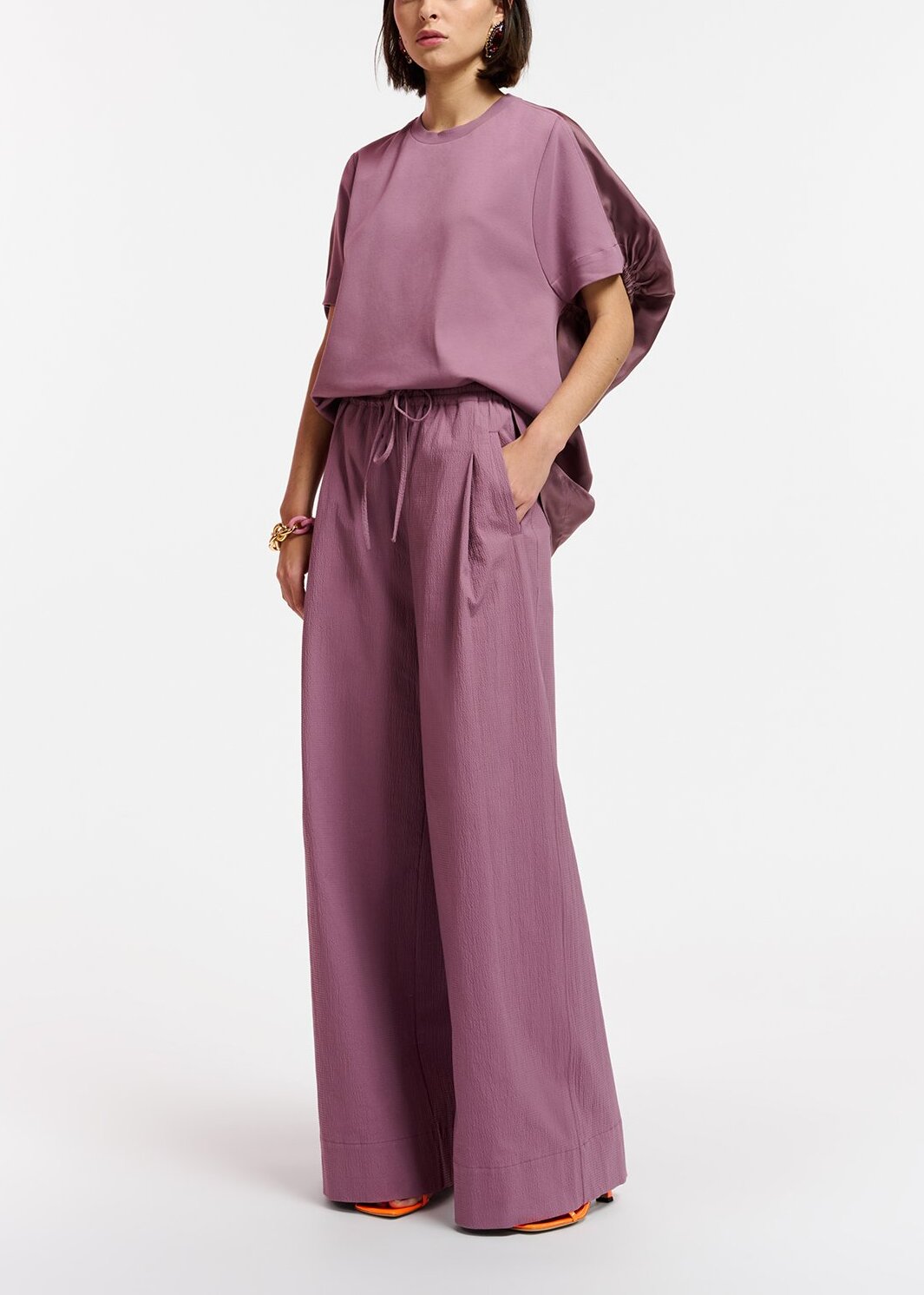 Mauve wide-leg pants RE—SSENTIEL | Essentiel second hand