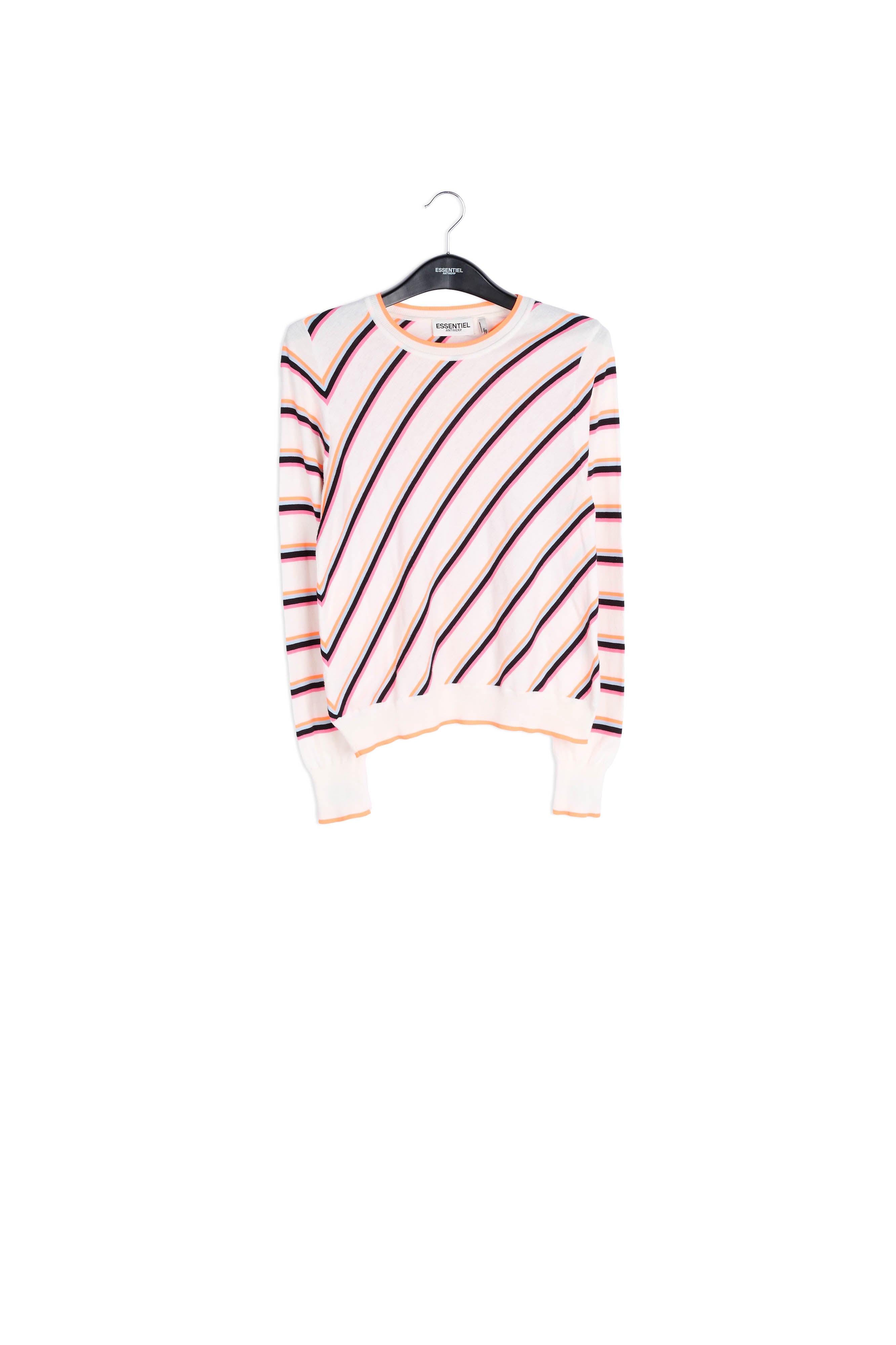 Off-white sweater with neon stripes RE—SSENTIEL | Essentiel second hand