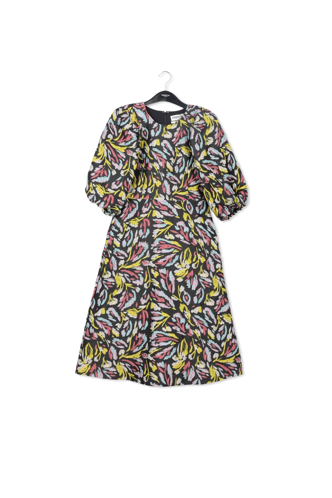 Black, yellow and lilac jacquard midi dress RE—SSENTIEL | Essentiel second hand