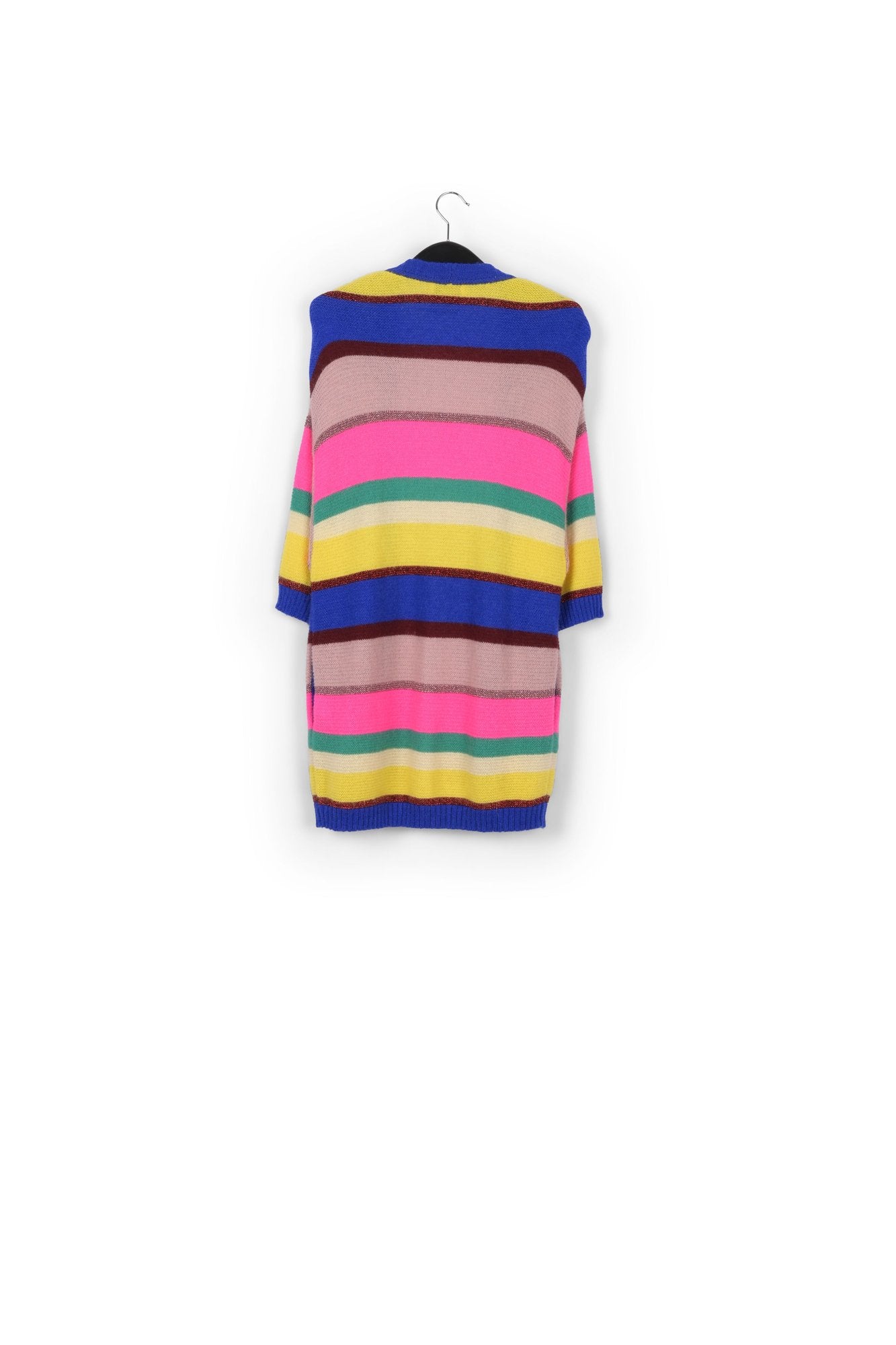 Cardigan à rayures bleu cobalt, rose fluo et jaune RE—SSENTIEL | Essentiel second hand