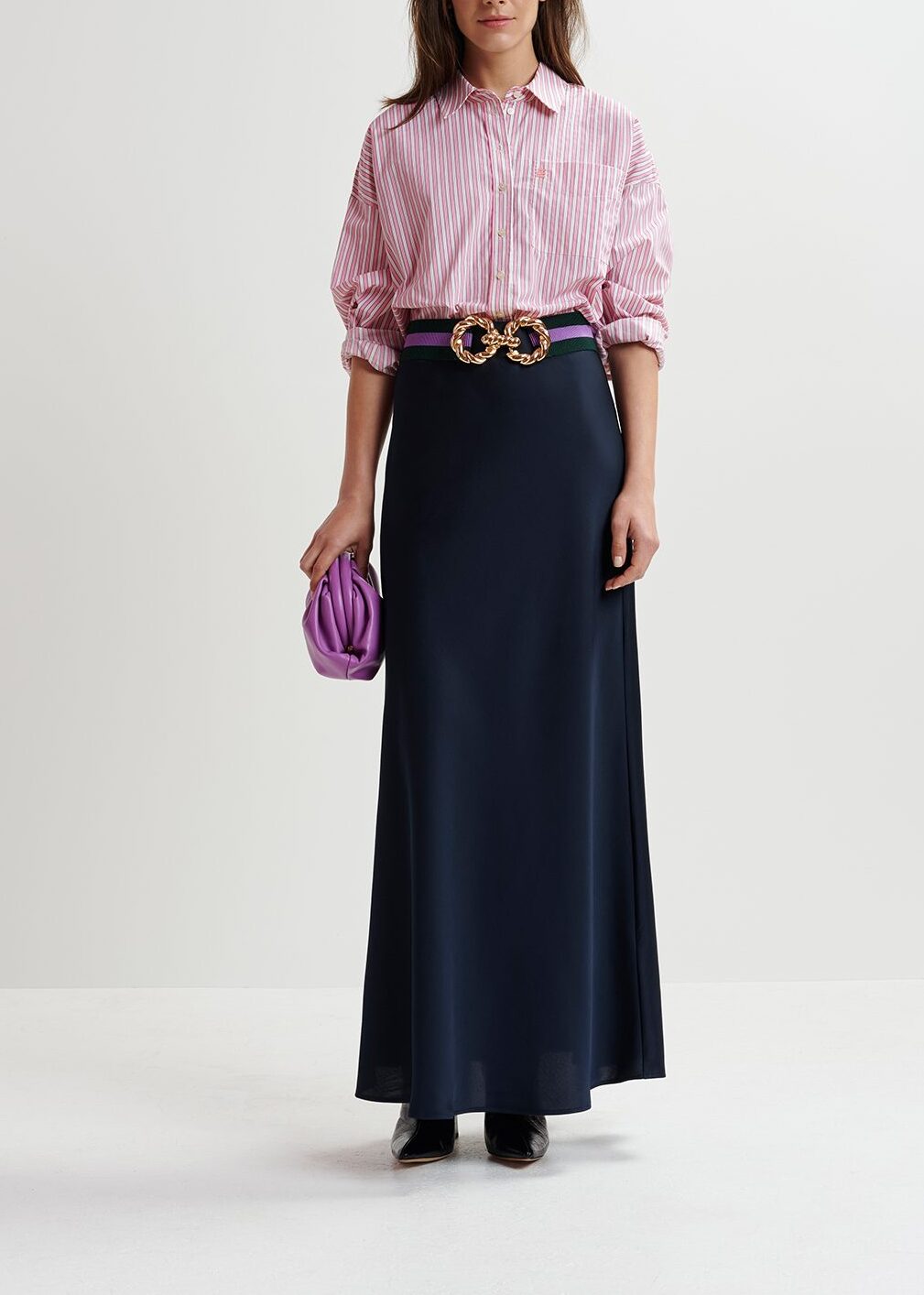 Pink and white striped cotton shirt RE—SSENTIEL | Essentiel second hand