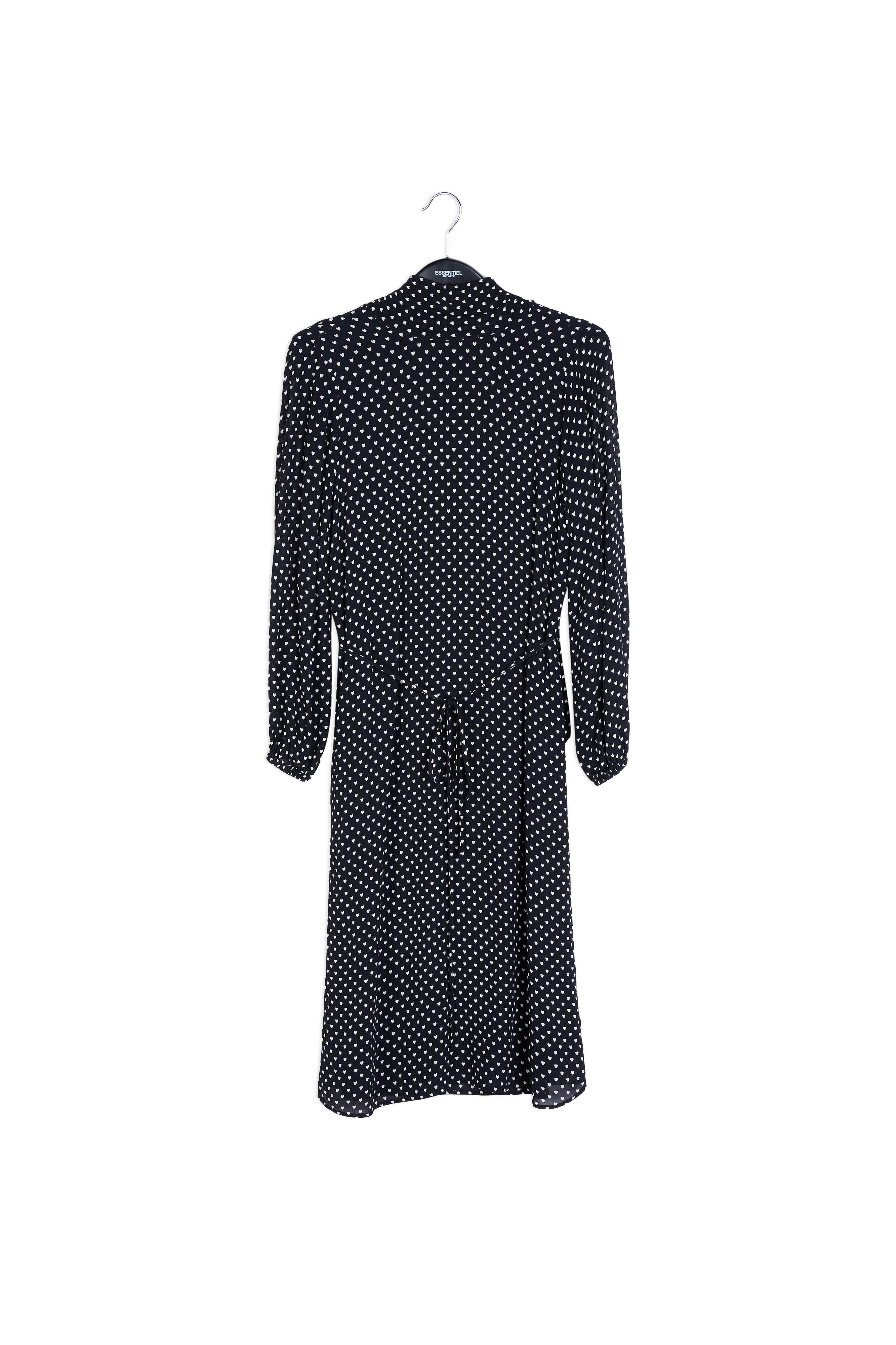 Zwarte halflange jurk met hartjes RE—SSENTIEL | Essentiel second hand