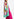Yellow, pink and light blue kimono with embroideries Faume - seconde main