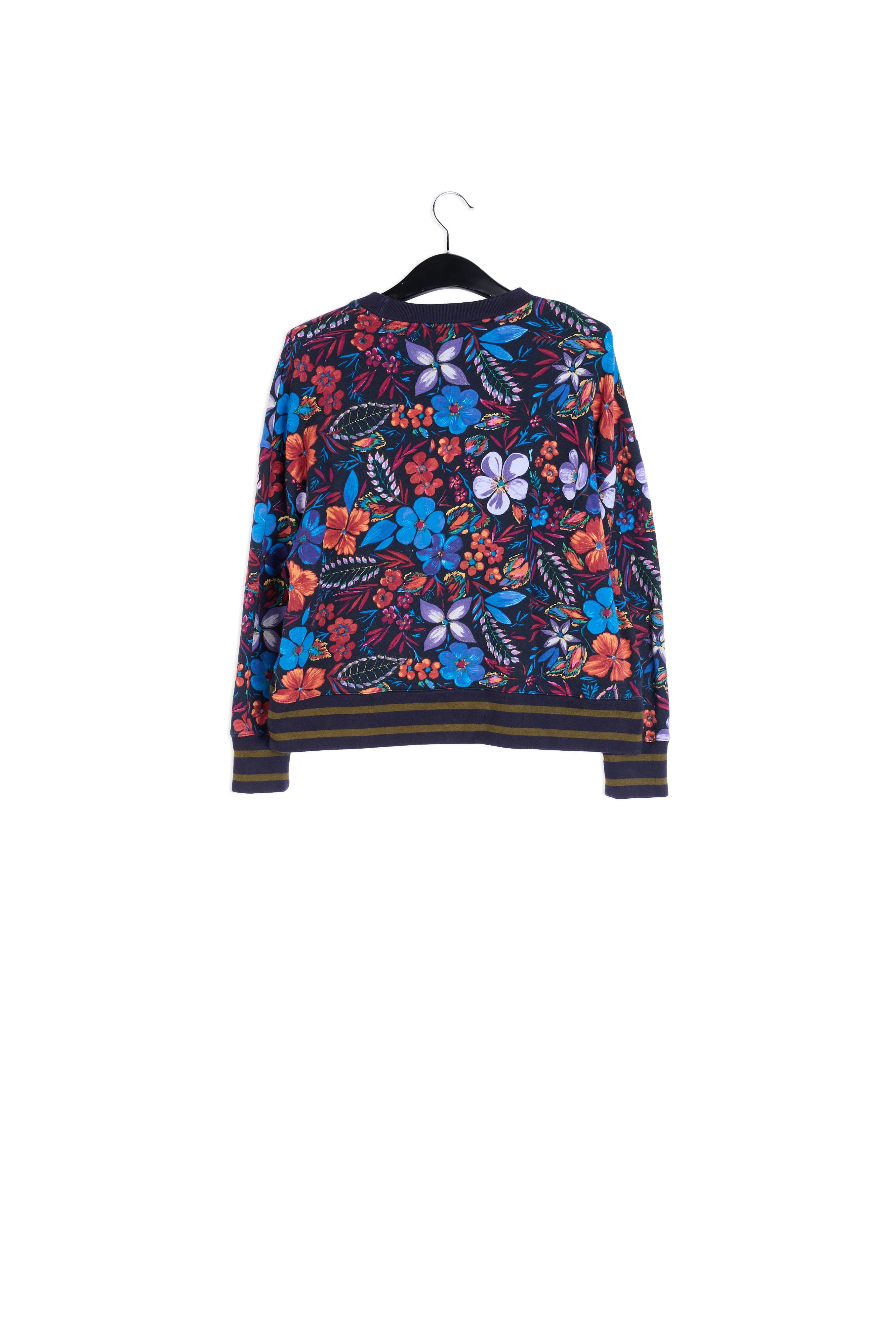 Donkerblauwe sweater met bloemenprint RE—SSENTIEL | Essentiel second hand
