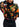 Black abstract-print top with rib-knitted trims Faume - seconde main