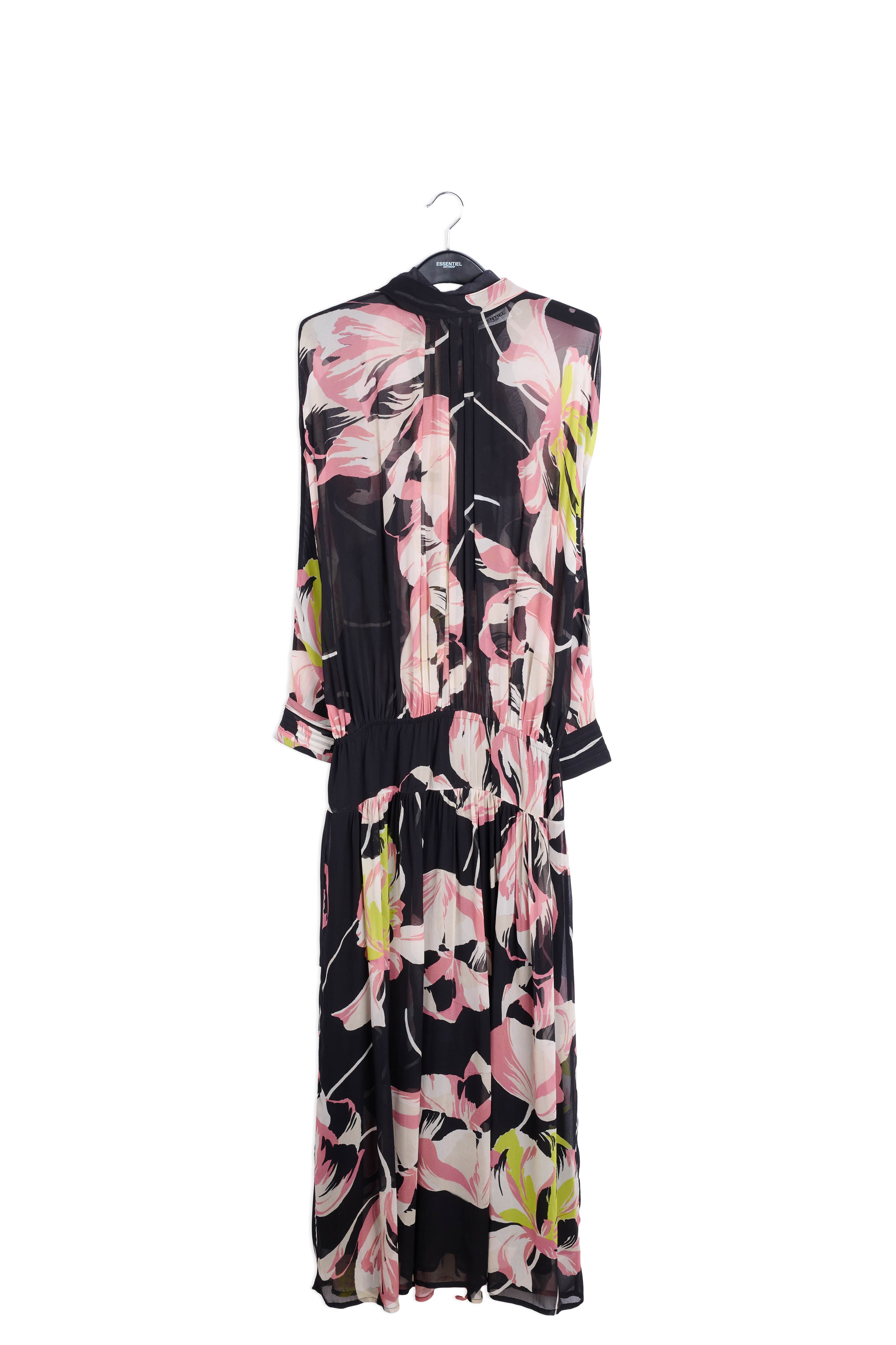 Black floral-print voluminous maxi dress RE—SSENTIEL | Essentiel second hand
