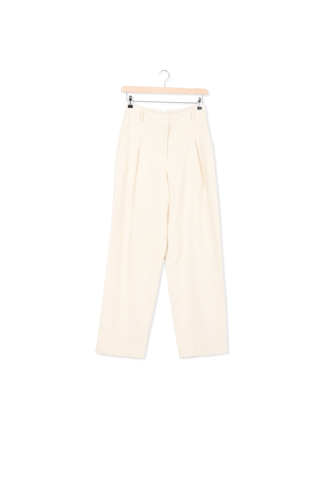 Ecru corduroy tapered-leg pants RE—SSENTIEL | Essentiel second hand