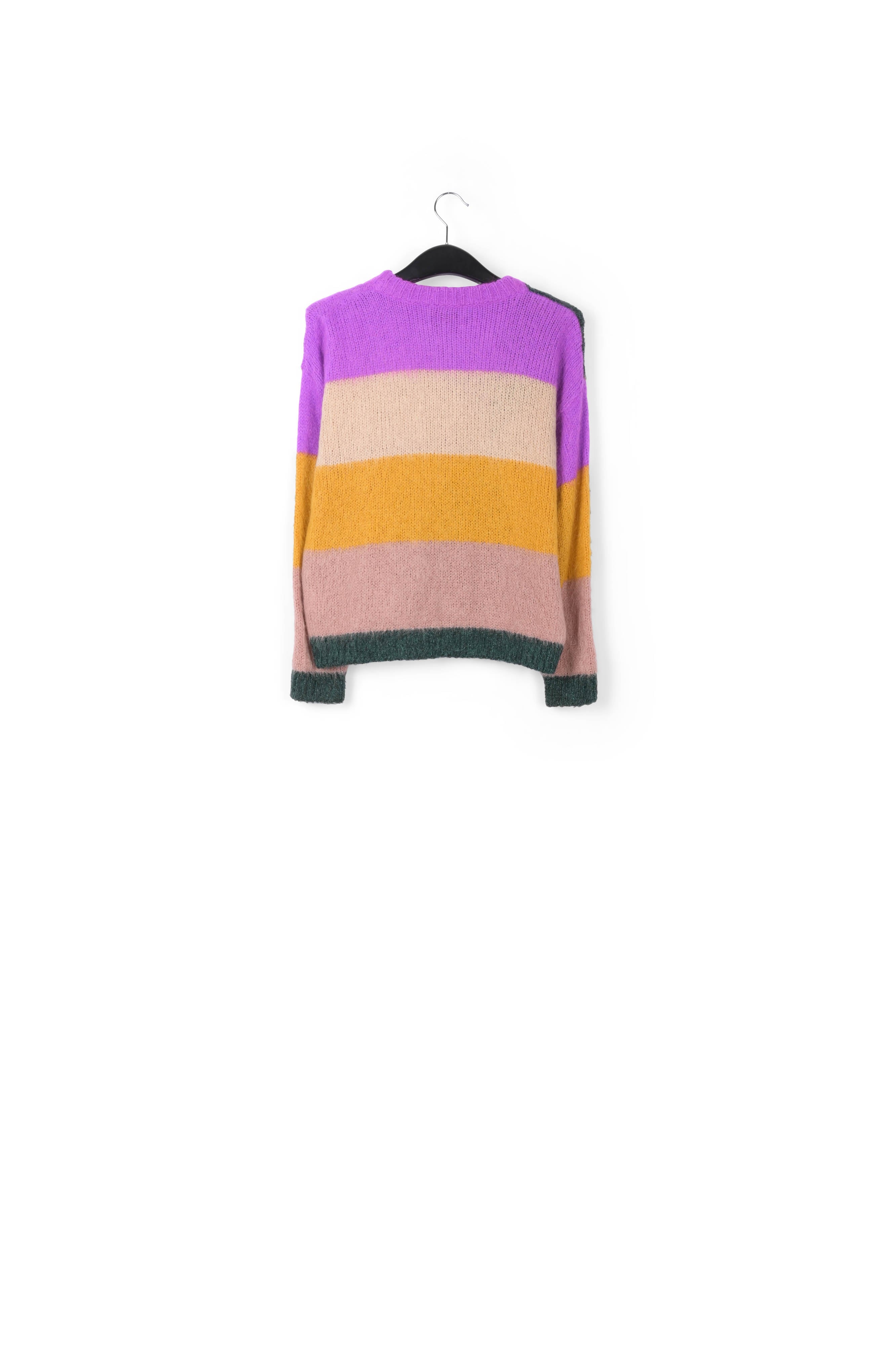 Purple, dark green and vintage pink intarsia-knitted sweater RE—SSENTIEL | Essentiel second hand