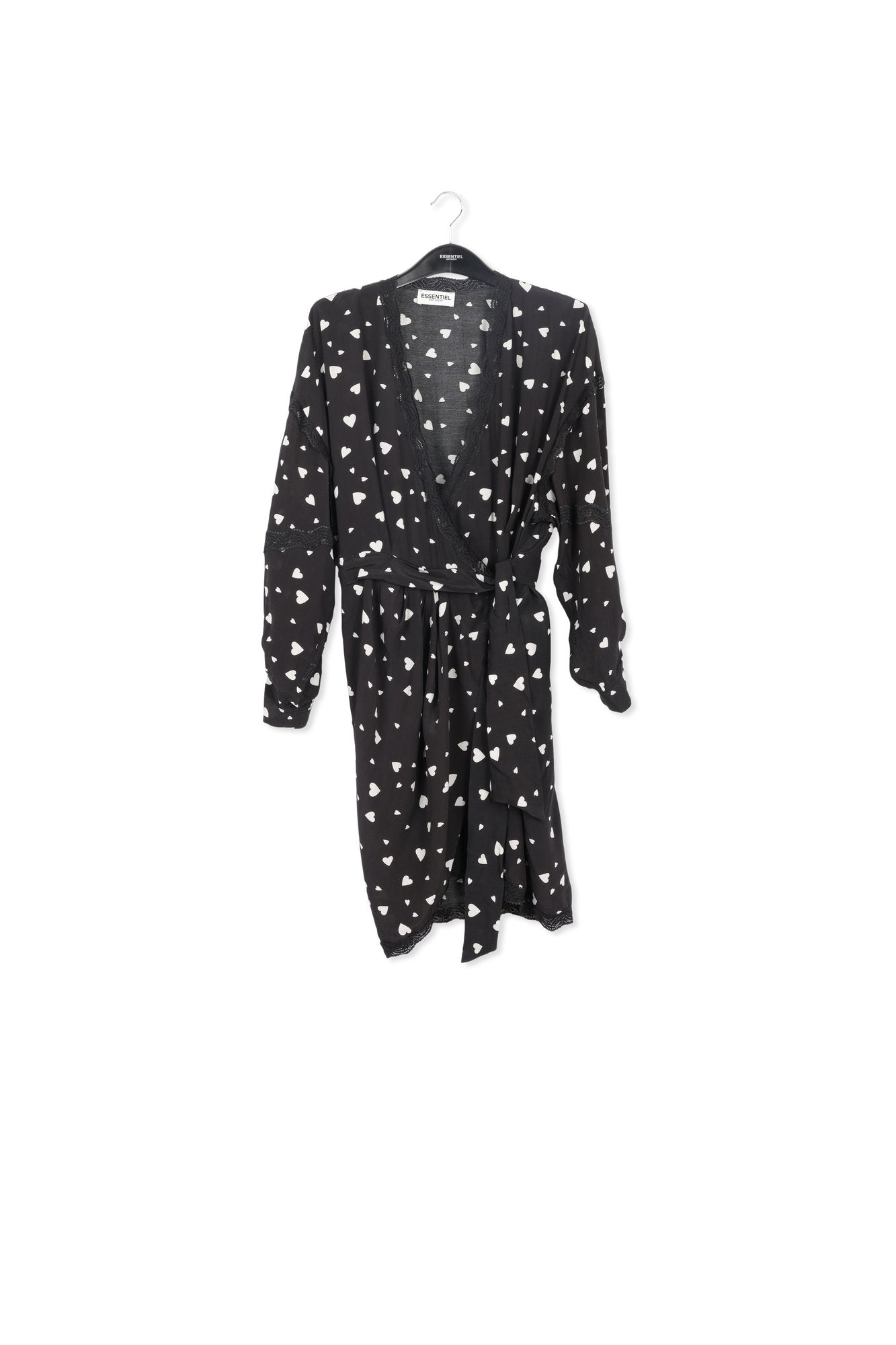 Mini robe cache-coeur noire à  coeurs RE—SSENTIEL | Essentiel second hand