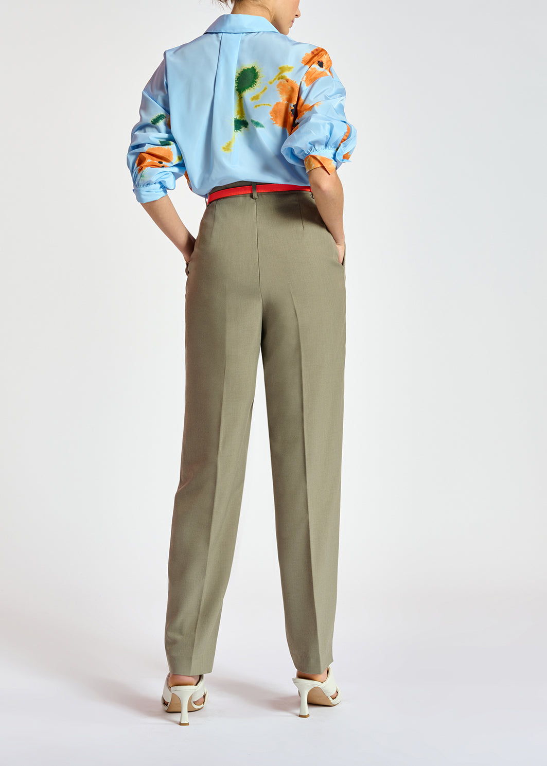 Blue loose-fit shirt with floral print RE—SSENTIEL | Essentiel second hand