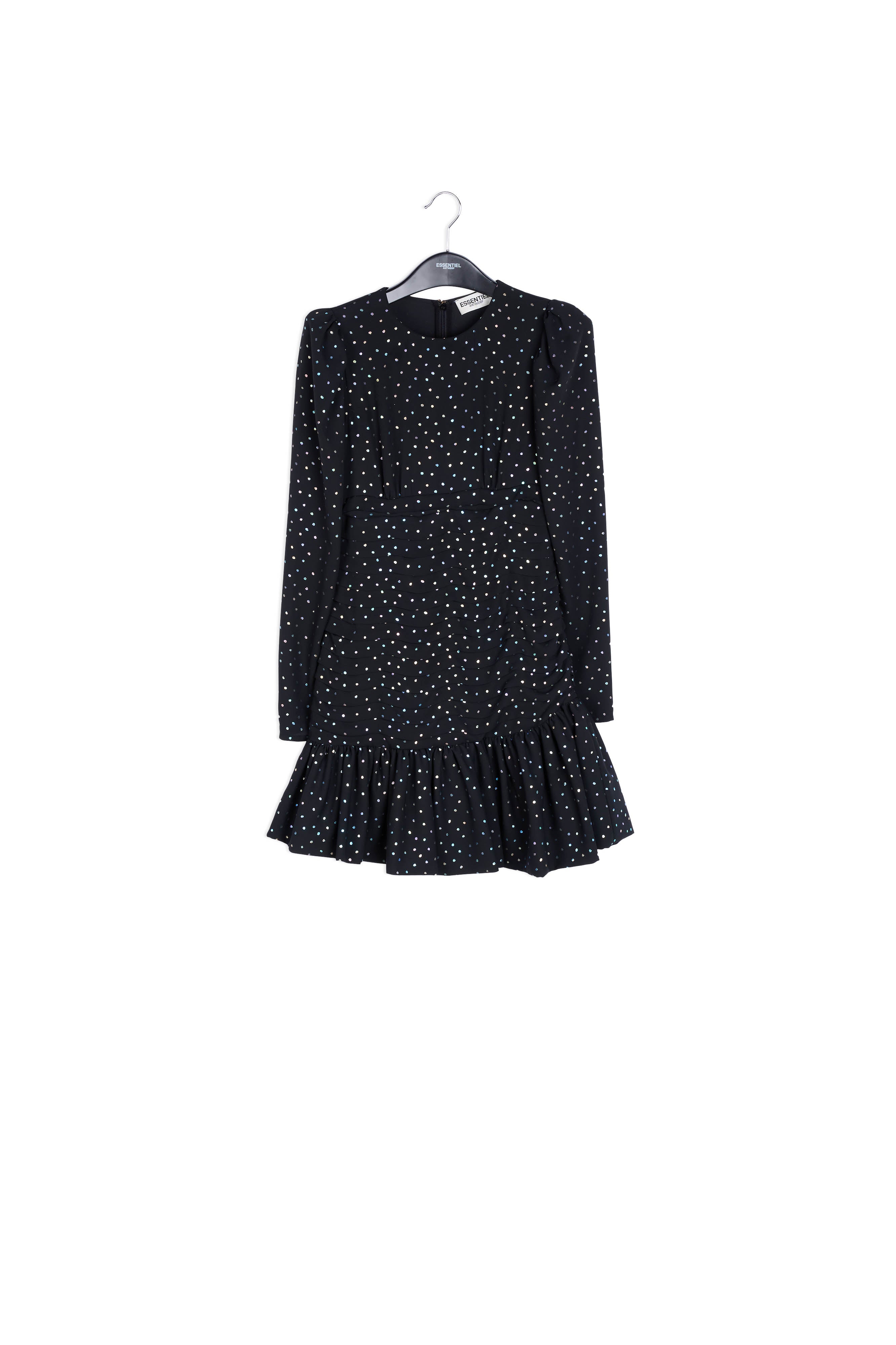 Mini robe noire à pois holographiques RE—SSENTIEL | Essentiel second hand