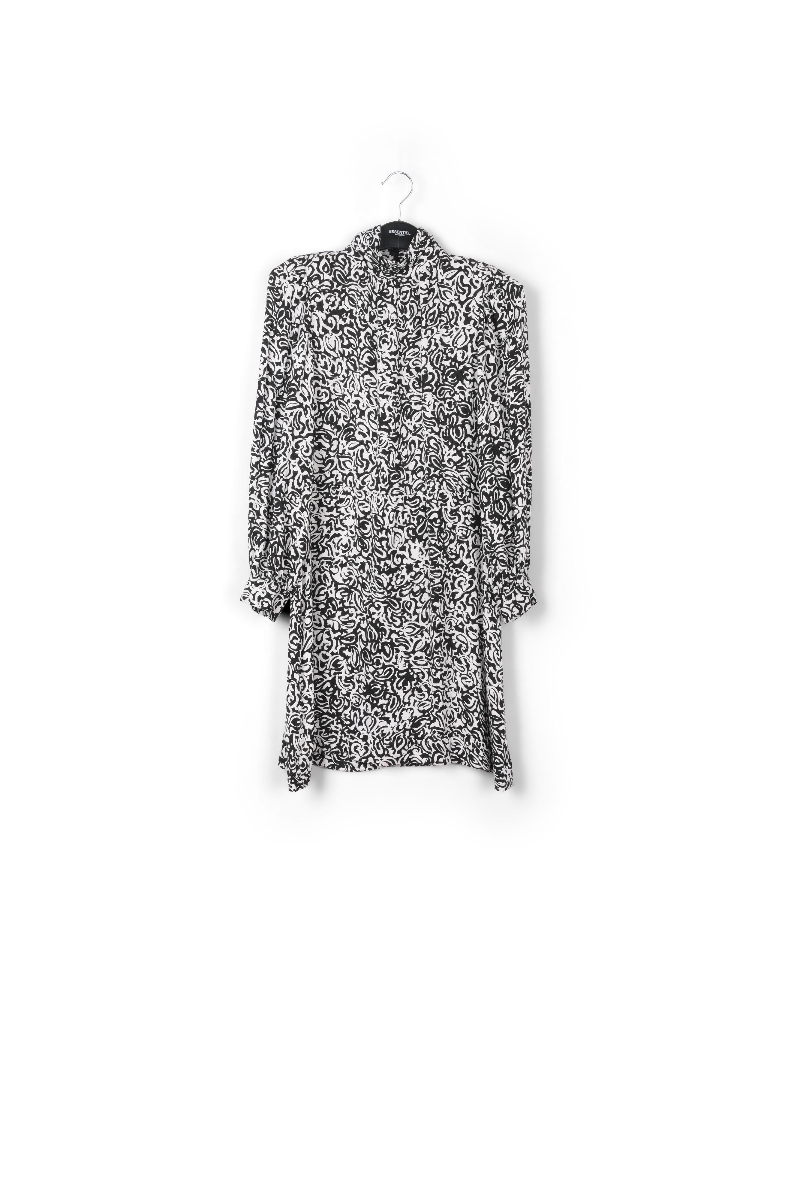 Mini robe à col roulé noire à imprimé panthère RE—SSENTIEL | Essentiel second hand