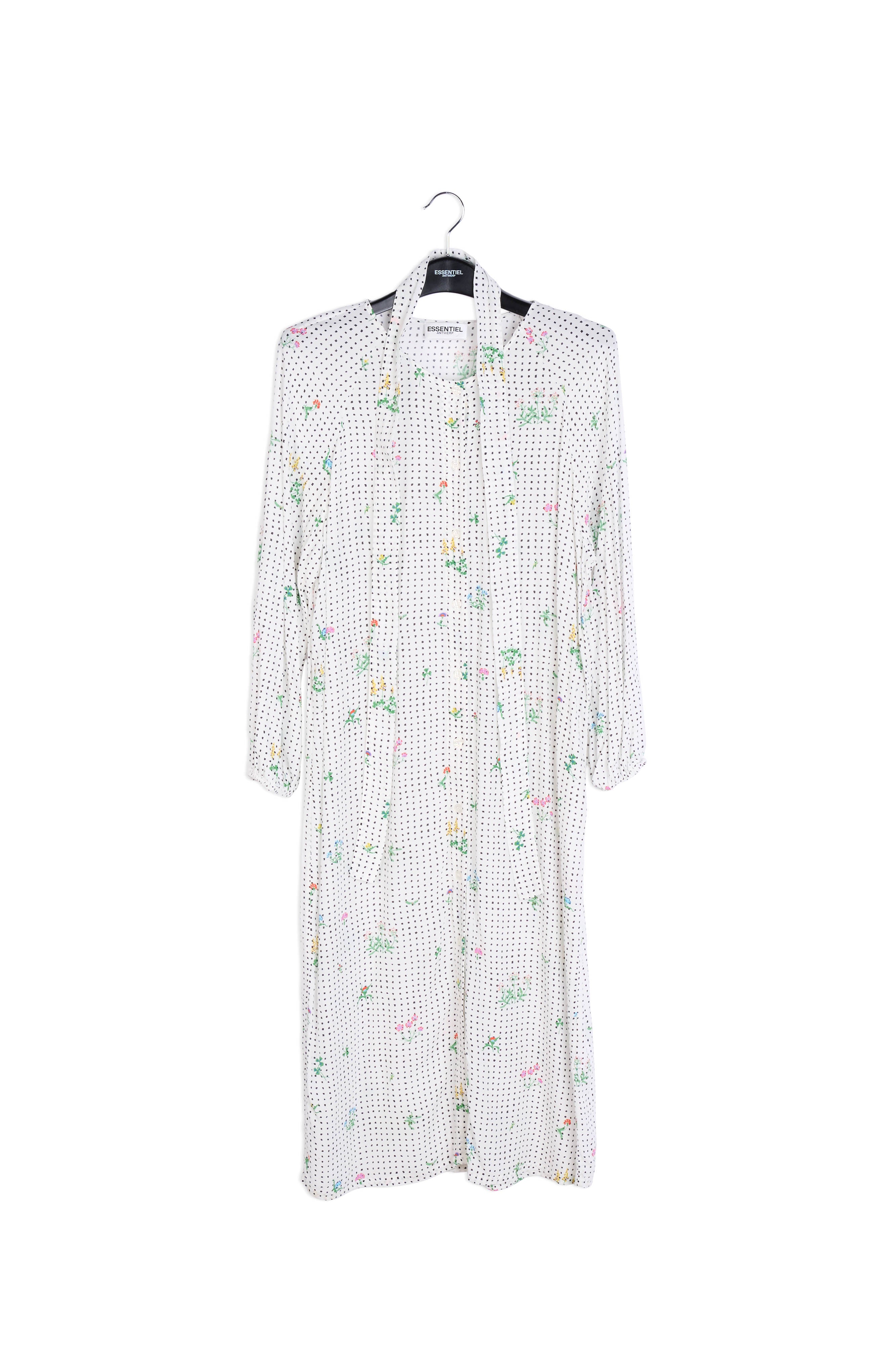 Off-white polka dot and floral shirt dress RE—SSENTIEL | Essentiel second hand