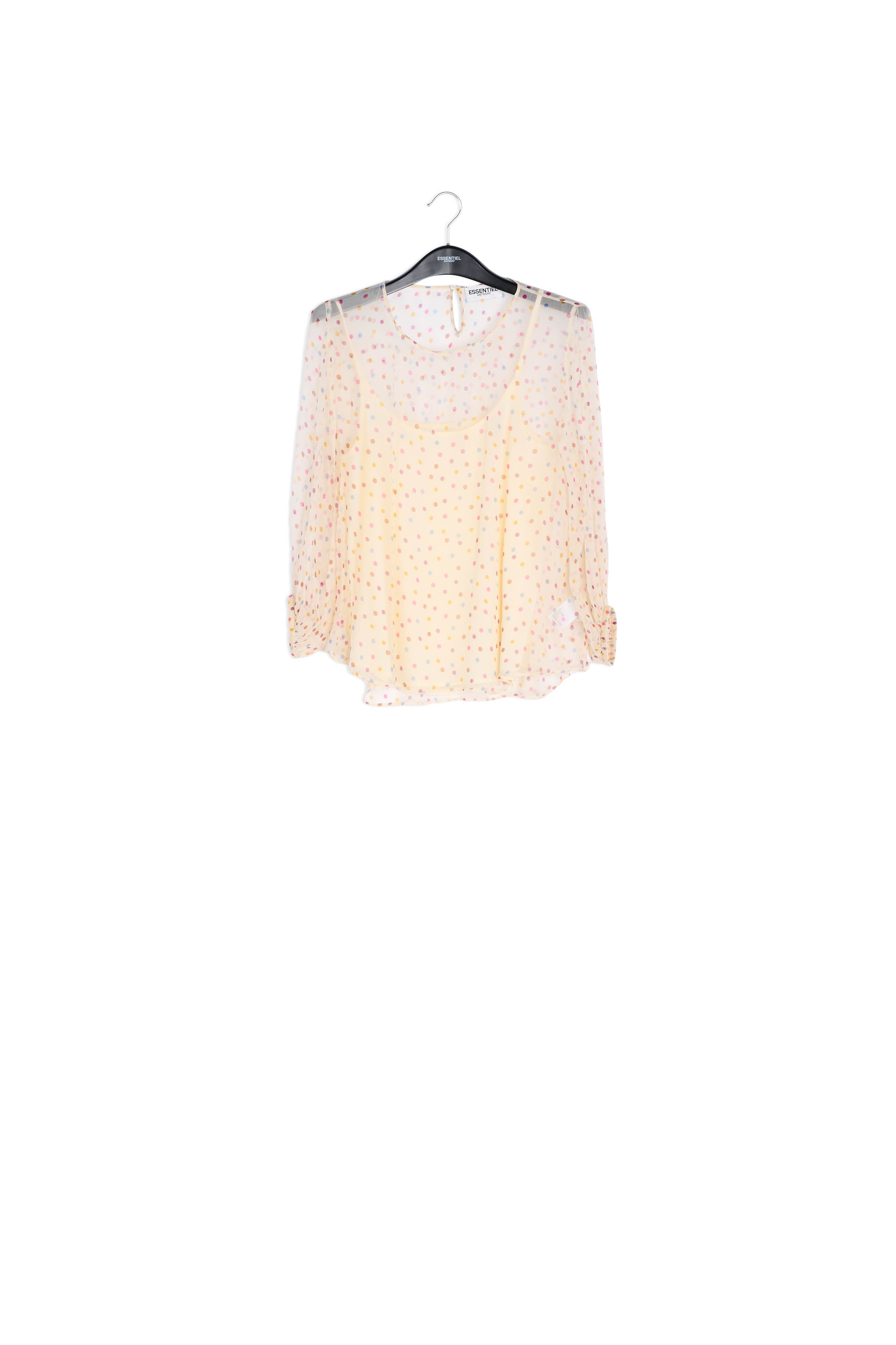 Off-white sheer polka dot top with lining RE—SSENTIEL | Essentiel second hand